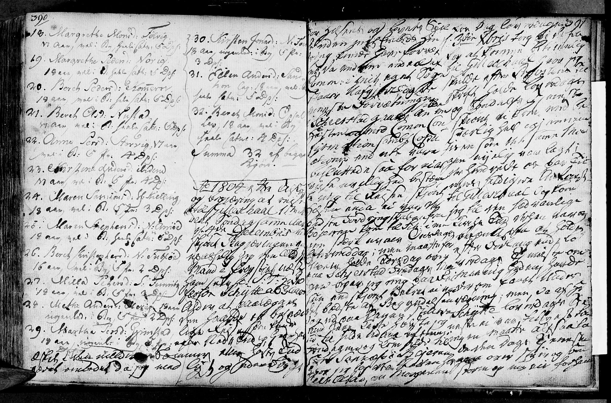 Ministerialprotokoller, klokkerbøker og fødselsregistre - Nordland, AV/SAT-A-1459/805/L0094: Parish register (official) no. 805A01, 1773-1804, p. 390-391