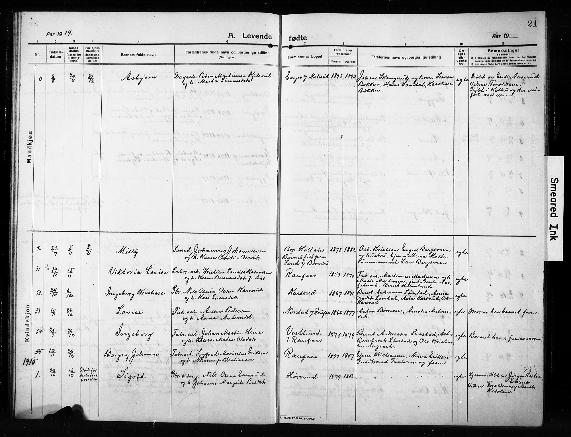 Vestre Toten prestekontor, SAH/PREST-108/H/Ha/Hab/L0012: Parish register (copy) no. 12, 1909-1928, p. 21