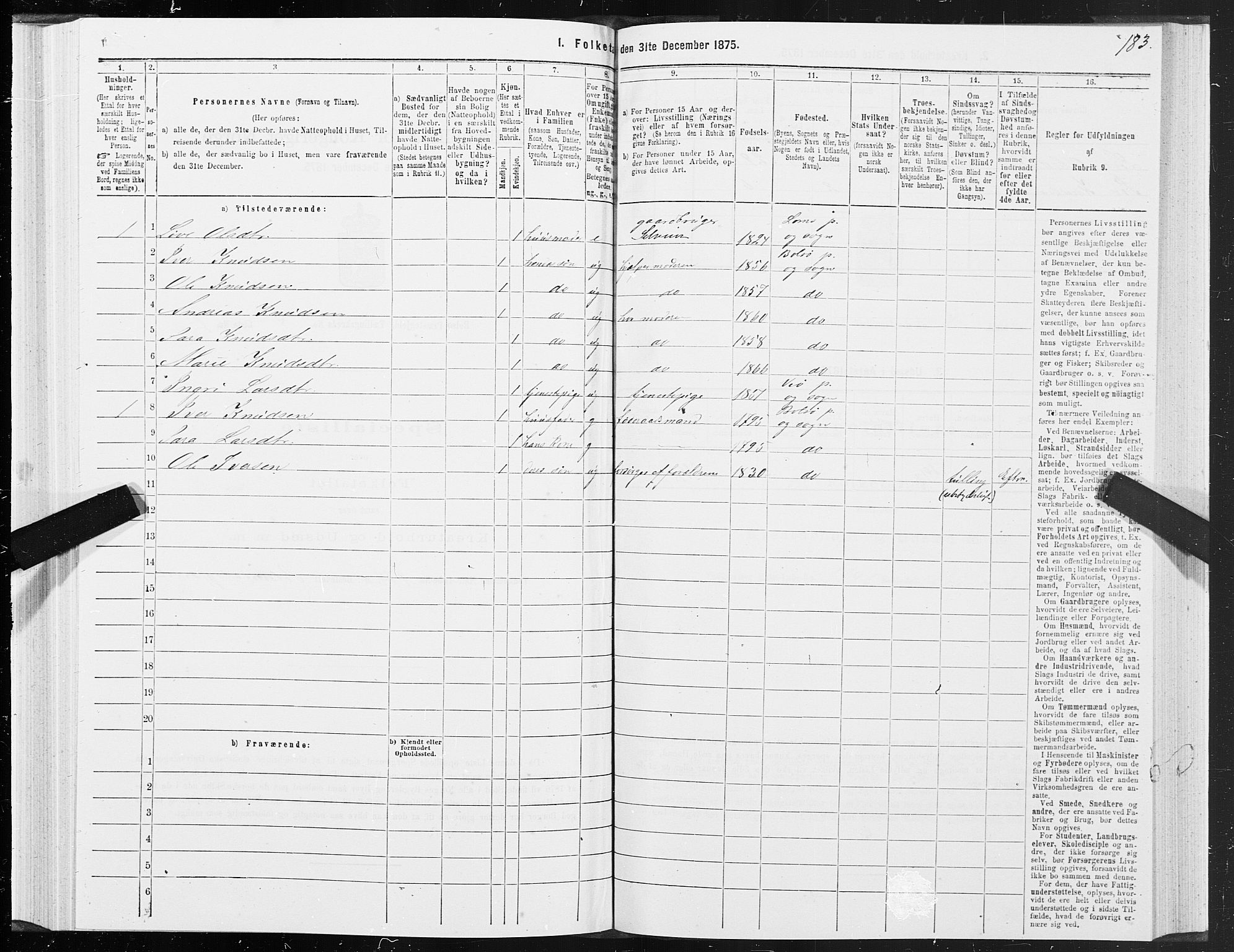 SAT, 1875 census for 1544P Bolsøy, 1875, p. 4183