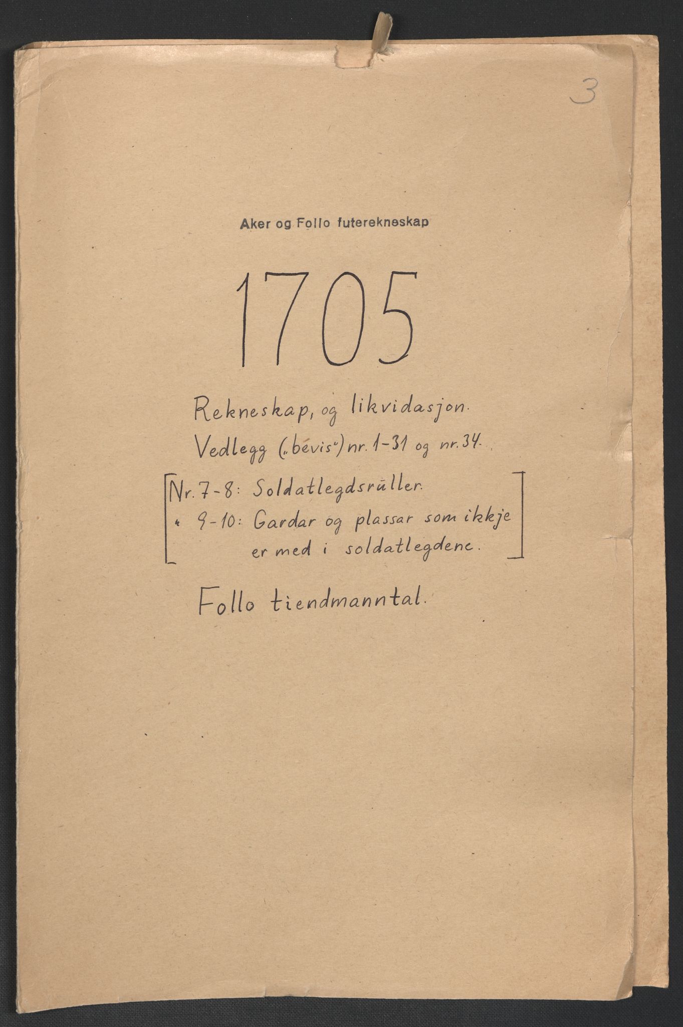 Rentekammeret inntil 1814, Reviderte regnskaper, Fogderegnskap, RA/EA-4092/R10/L0446: Fogderegnskap Aker og Follo, 1705-1706, p. 2