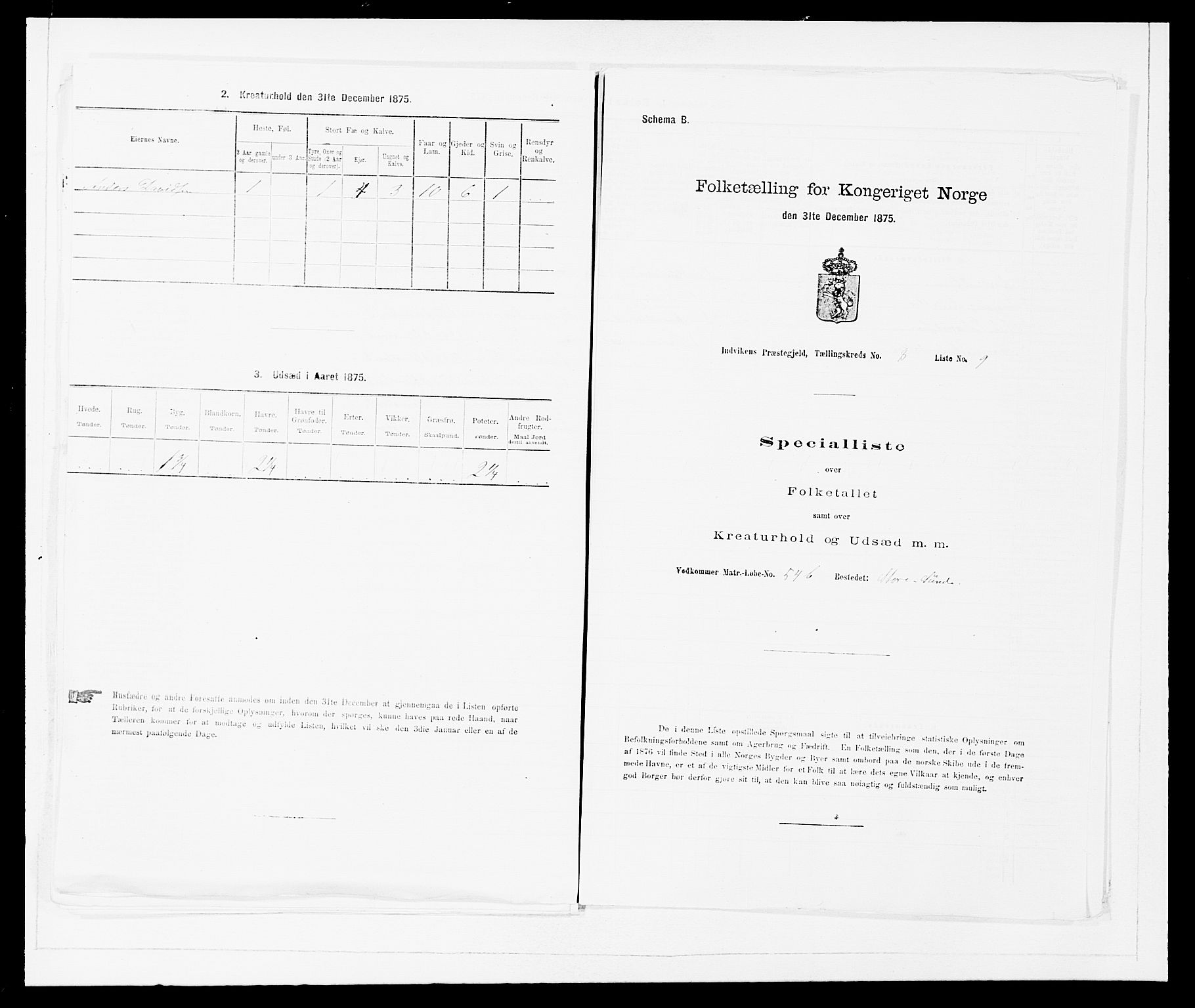 SAB, 1875 Census for 1447P Innvik, 1875, p. 911