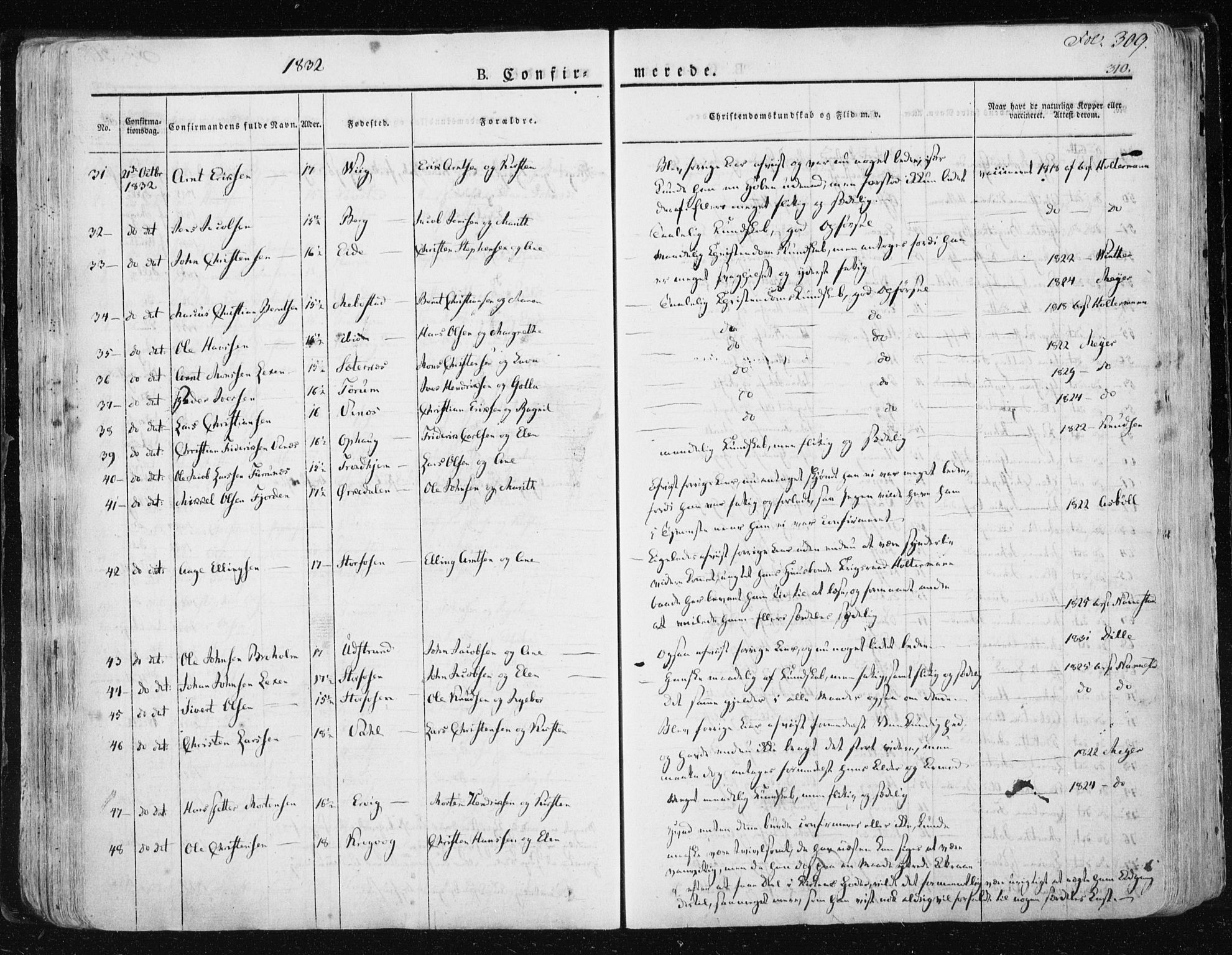 Ministerialprotokoller, klokkerbøker og fødselsregistre - Sør-Trøndelag, SAT/A-1456/659/L0735: Parish register (official) no. 659A05, 1826-1841, p. 309