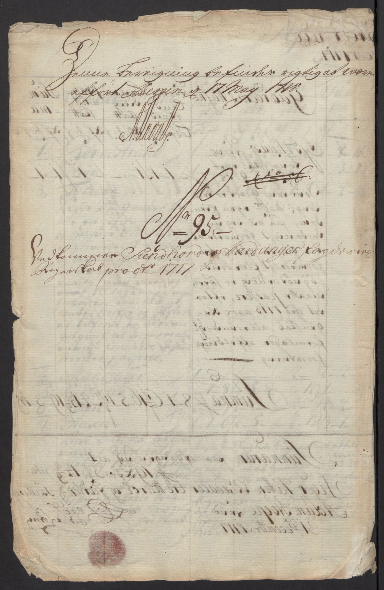 Rentekammeret inntil 1814, Reviderte regnskaper, Fogderegnskap, AV/RA-EA-4092/R48/L2994: Fogderegnskap Sunnhordland og Hardanger, 1717, p. 447