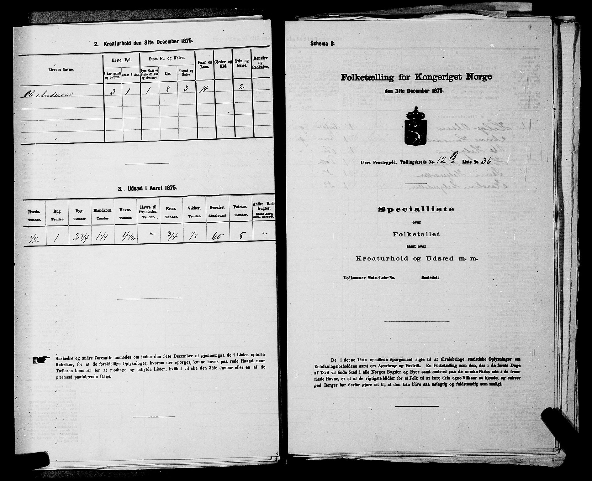 SAKO, 1875 census for 0626P Lier, 1875, p. 2283