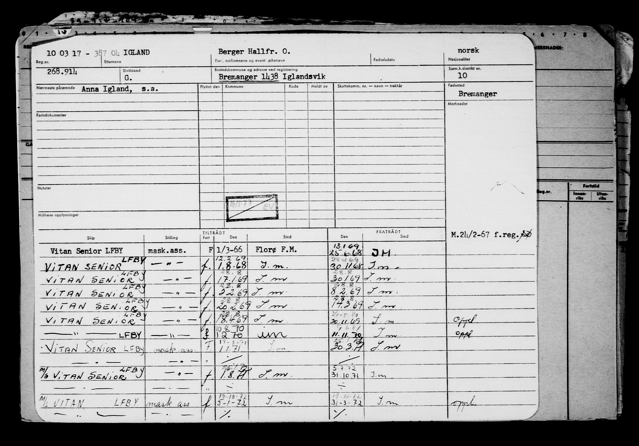 Direktoratet for sjømenn, AV/RA-S-3545/G/Gb/L0146: Hovedkort, 1917, p. 585