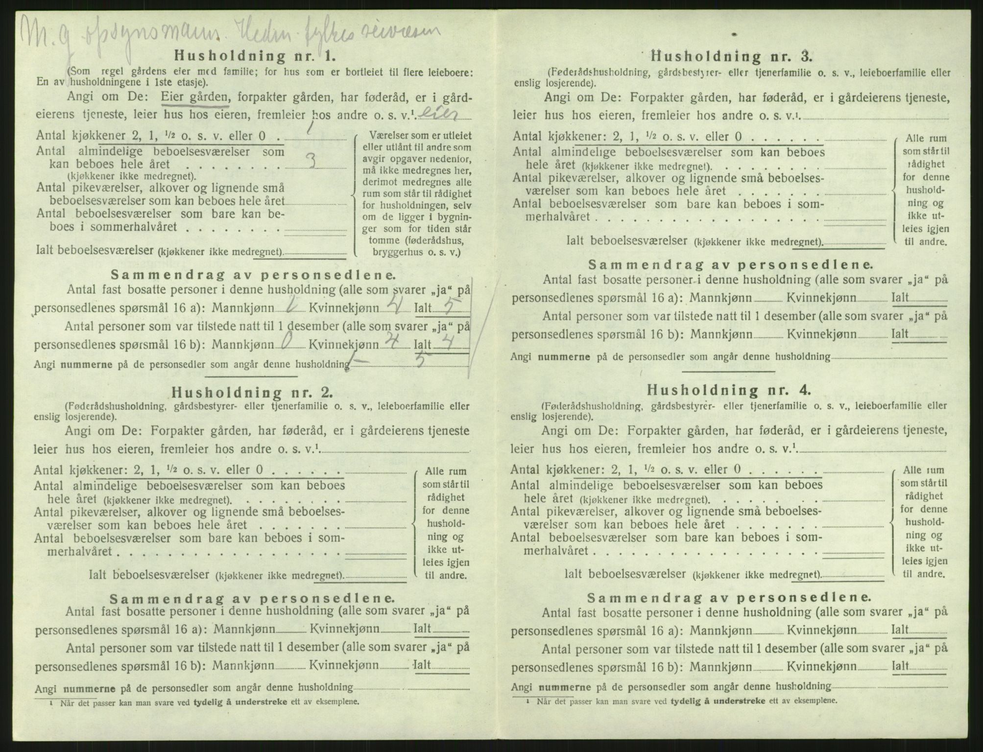 SAH, 1920 census for Stange, 1920, p. 1488