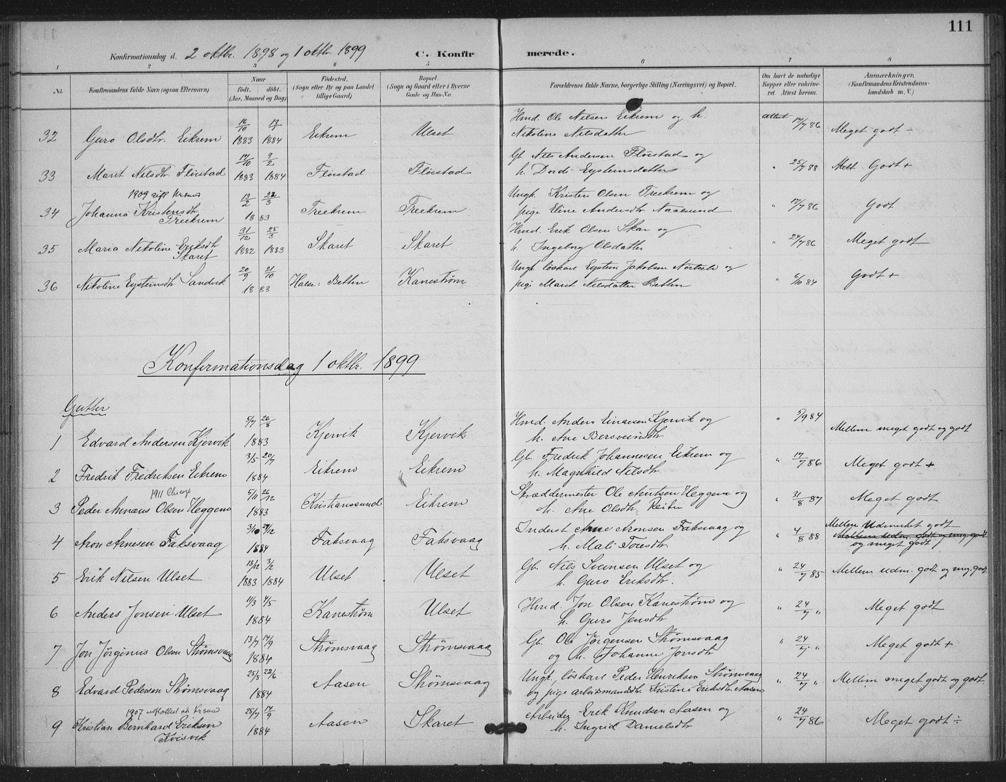 Ministerialprotokoller, klokkerbøker og fødselsregistre - Møre og Romsdal, AV/SAT-A-1454/587/L1000: Parish register (official) no. 587A02, 1887-1910, p. 111