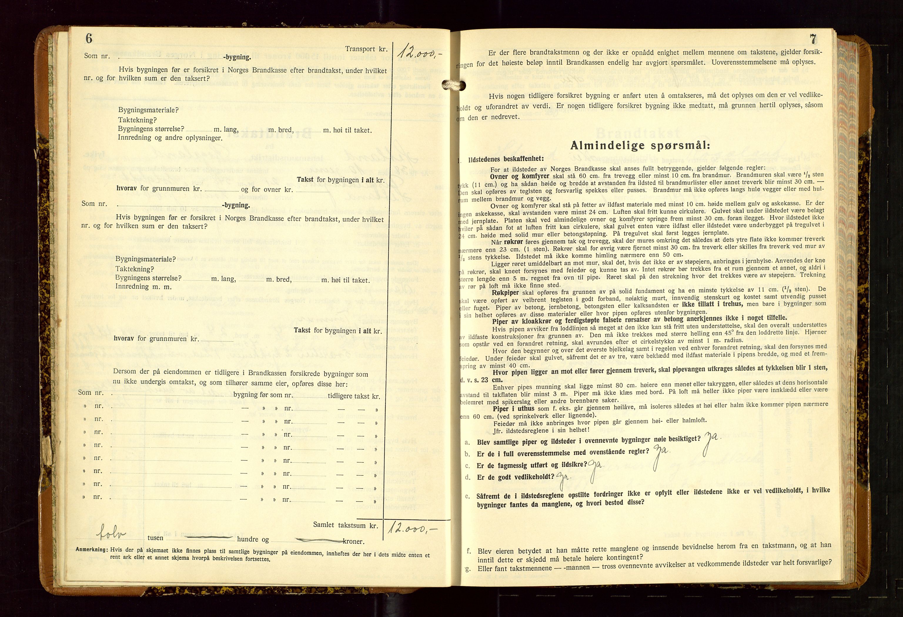 Hetland lensmannskontor, SAST/A-100101/Gob/L0006: "Brandtakstprotokoll", 1938-1939, p. 6-7
