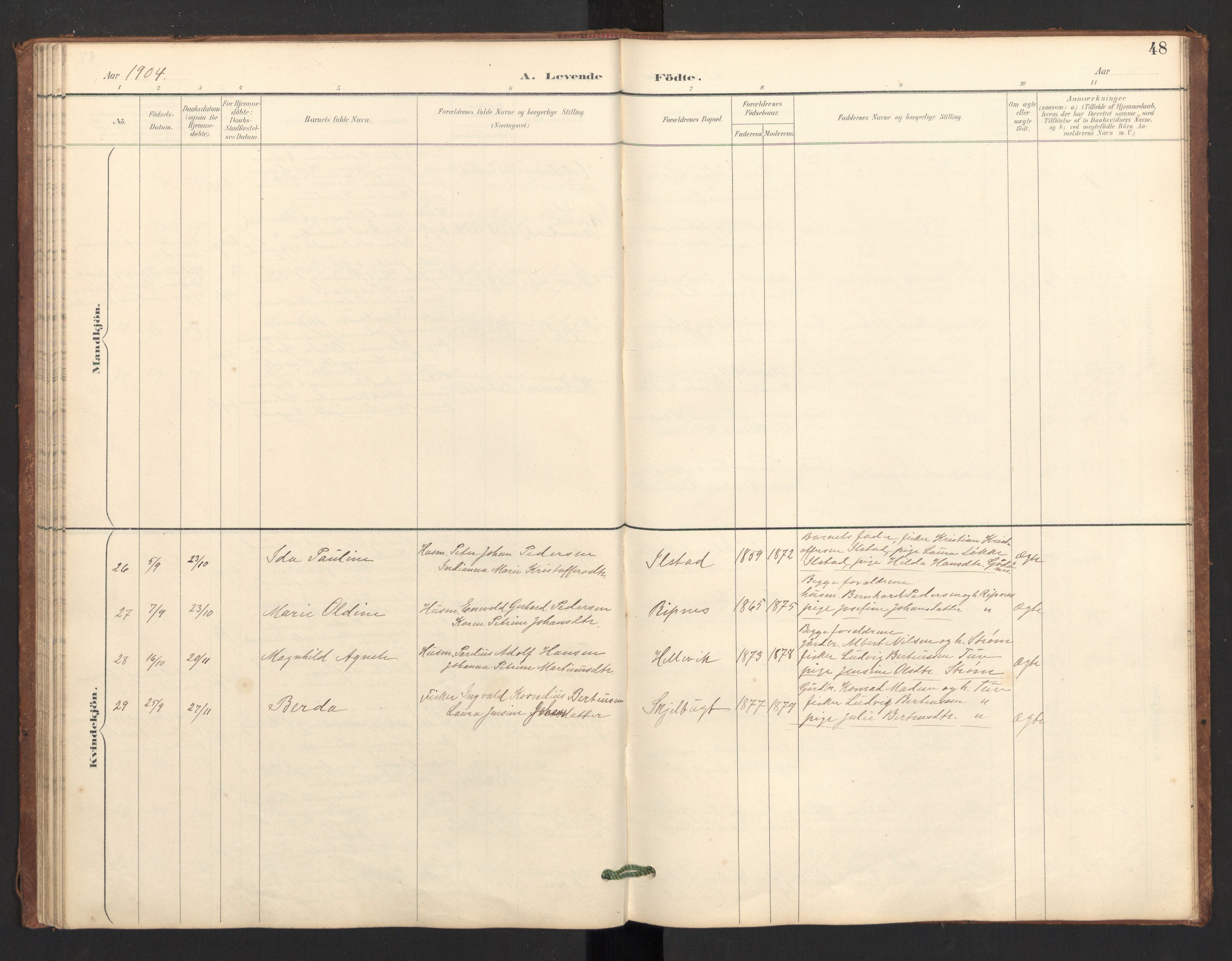 Ministerialprotokoller, klokkerbøker og fødselsregistre - Nordland, AV/SAT-A-1459/804/L0087: Parish register (official) no. 804A08, 1894-1907, p. 48