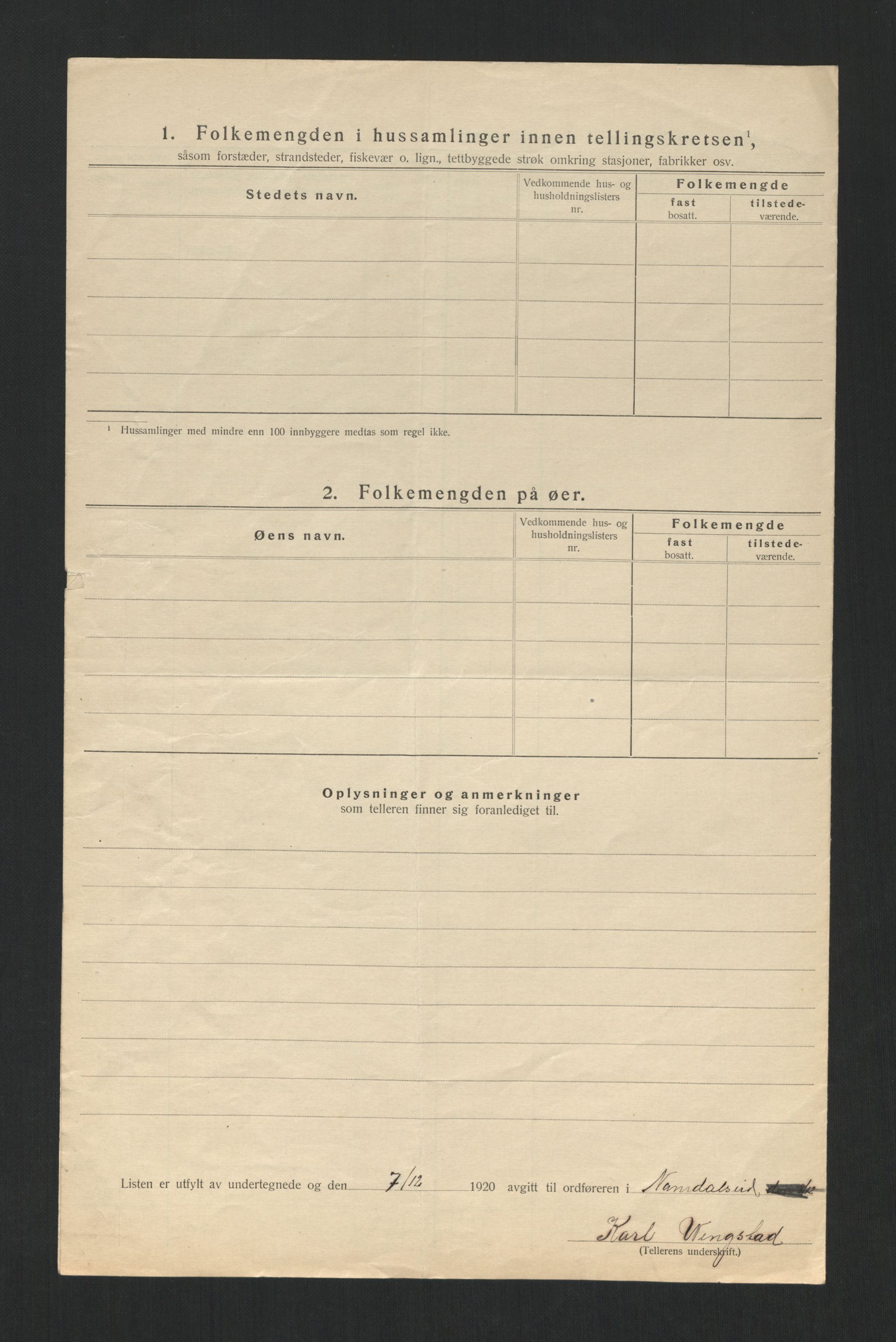 SAT, 1920 census for Namdalseid, 1920, p. 19