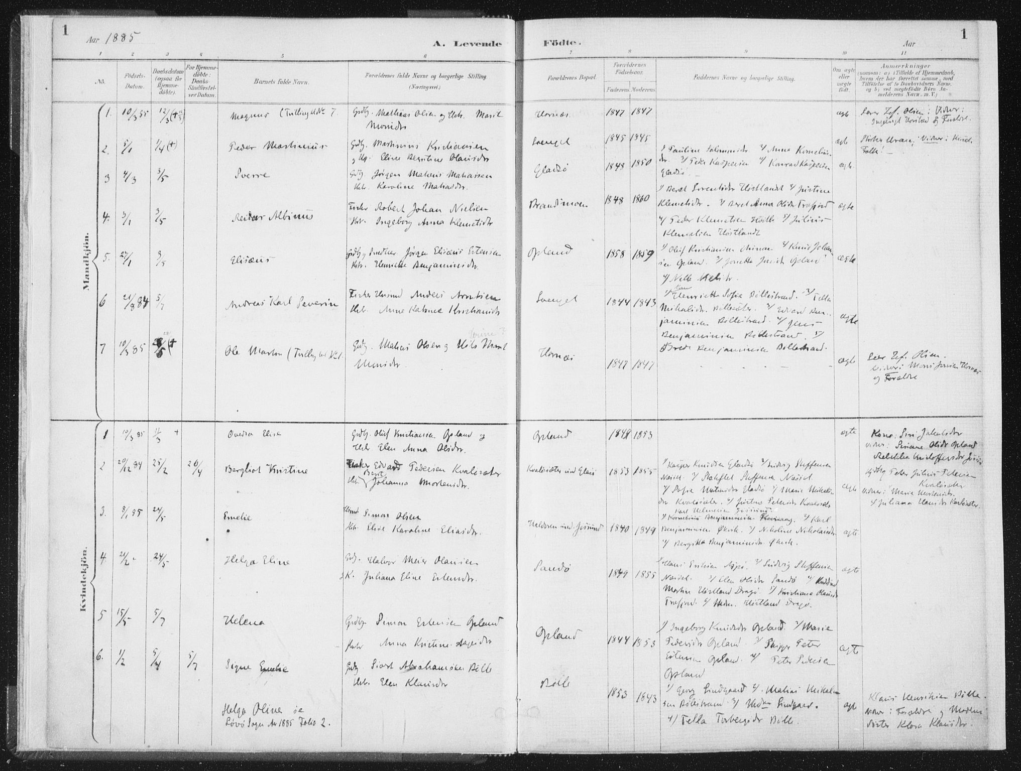 Ministerialprotokoller, klokkerbøker og fødselsregistre - Nord-Trøndelag, SAT/A-1458/771/L0597: Parish register (official) no. 771A04, 1885-1910, p. 1