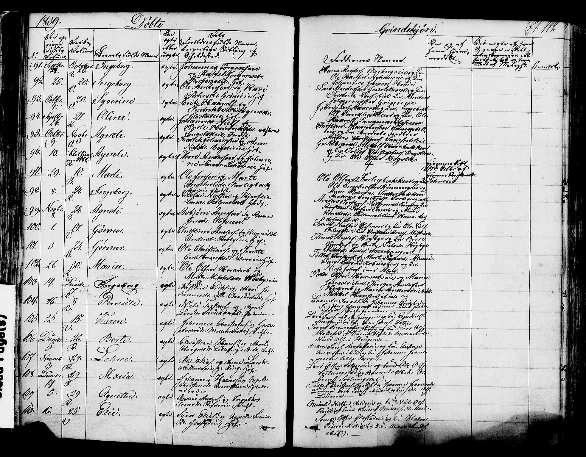 Ringsaker prestekontor, SAH/PREST-014/K/Ka/L0008: Parish register (official) no. 8, 1837-1850, p. 112