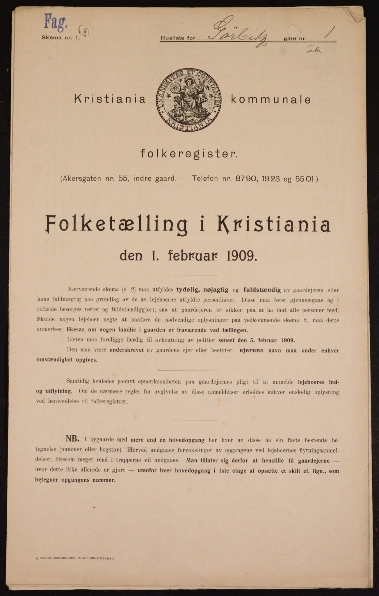 OBA, Municipal Census 1909 for Kristiania, 1909, p. 29761