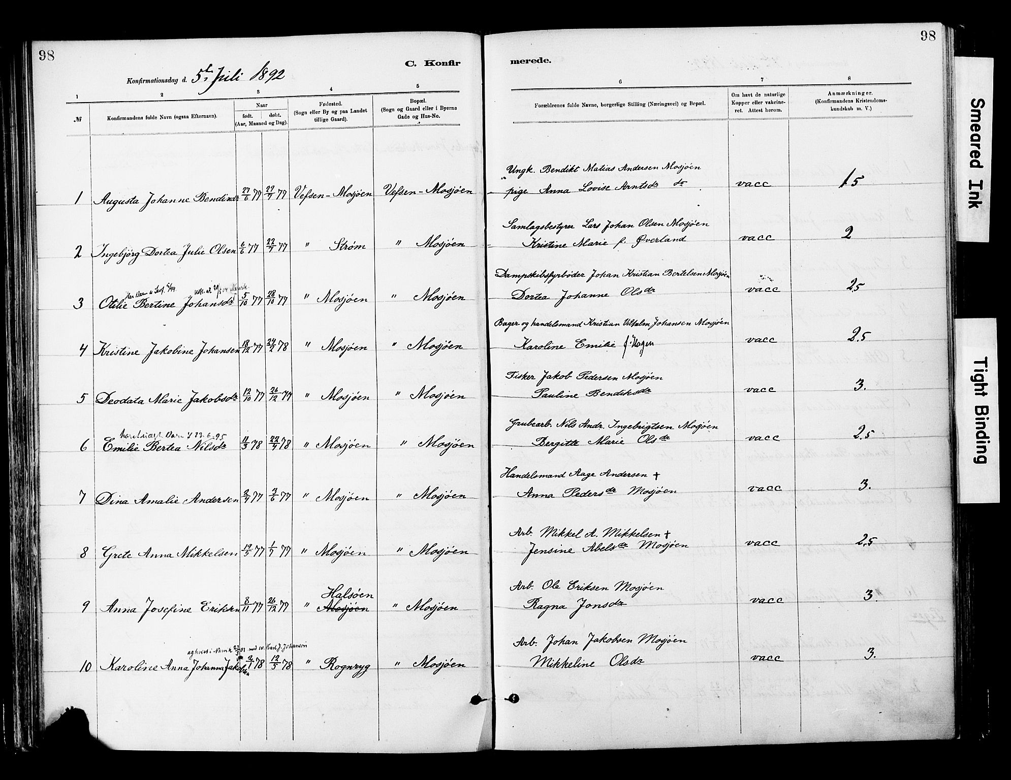 Ministerialprotokoller, klokkerbøker og fødselsregistre - Nordland, SAT/A-1459/820/L0296: Parish register (official) no. 820A17, 1880-1903, p. 98