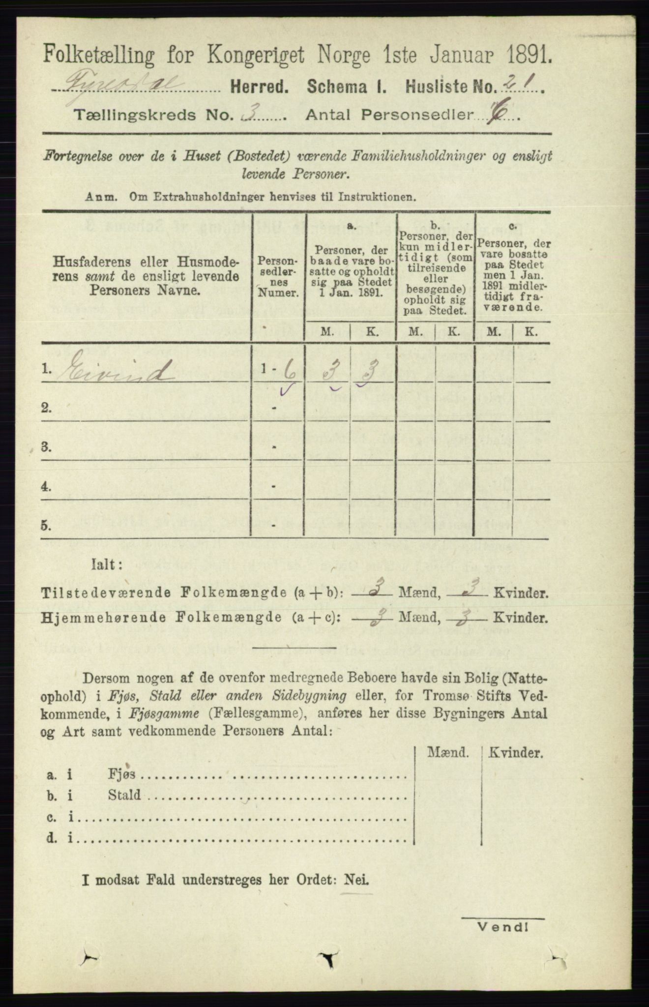 RA, 1891 census for 0831 Fyresdal, 1891, p. 555