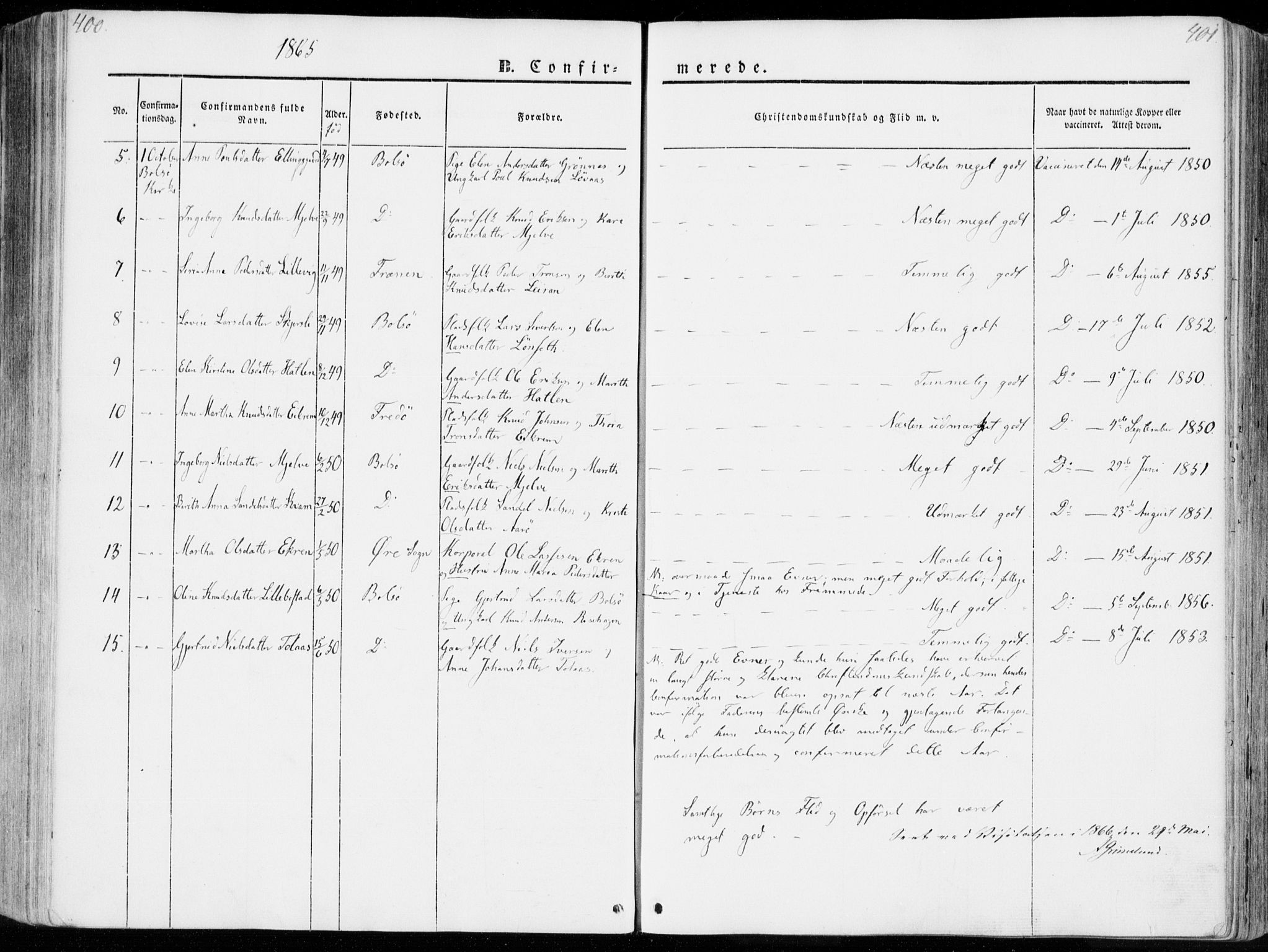 Ministerialprotokoller, klokkerbøker og fødselsregistre - Møre og Romsdal, AV/SAT-A-1454/555/L0653: Parish register (official) no. 555A04, 1843-1869, p. 400-401