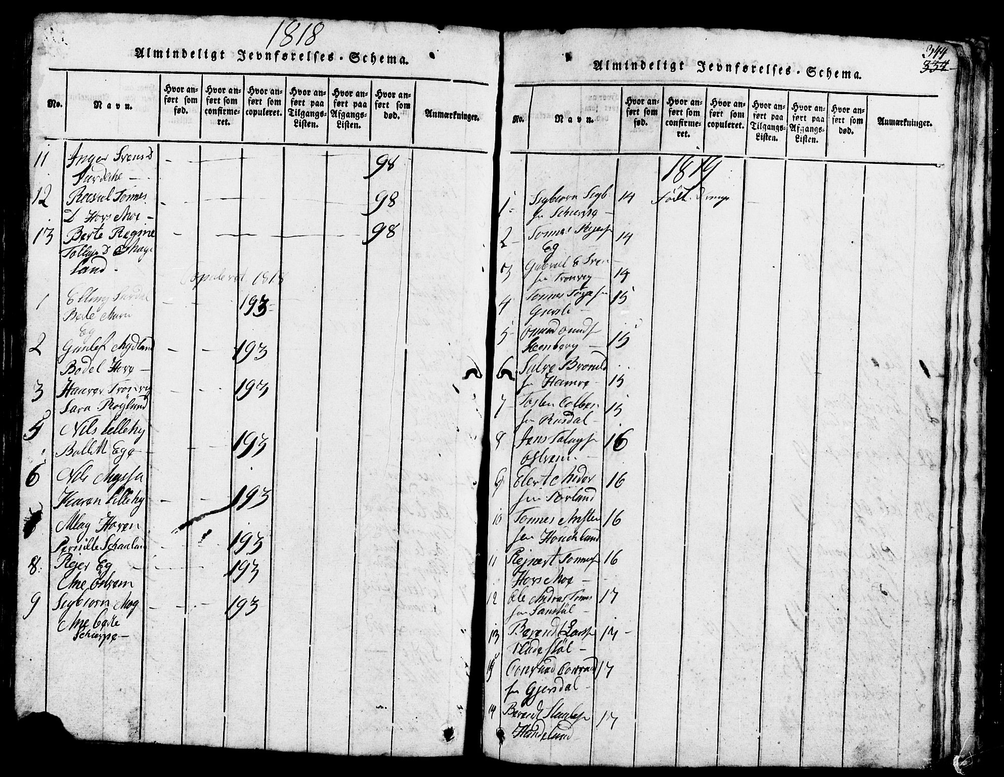 Lund sokneprestkontor, SAST/A-101809/S07/L0002: Parish register (copy) no. B 2, 1816-1832, p. 344