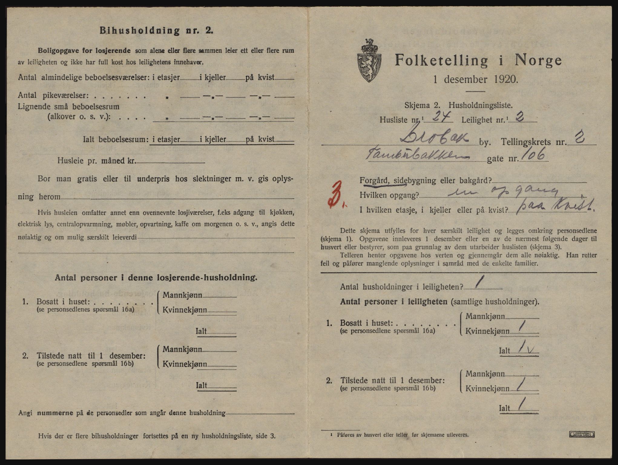 SAO, 1920 census for Drøbak, 1920, p. 1021