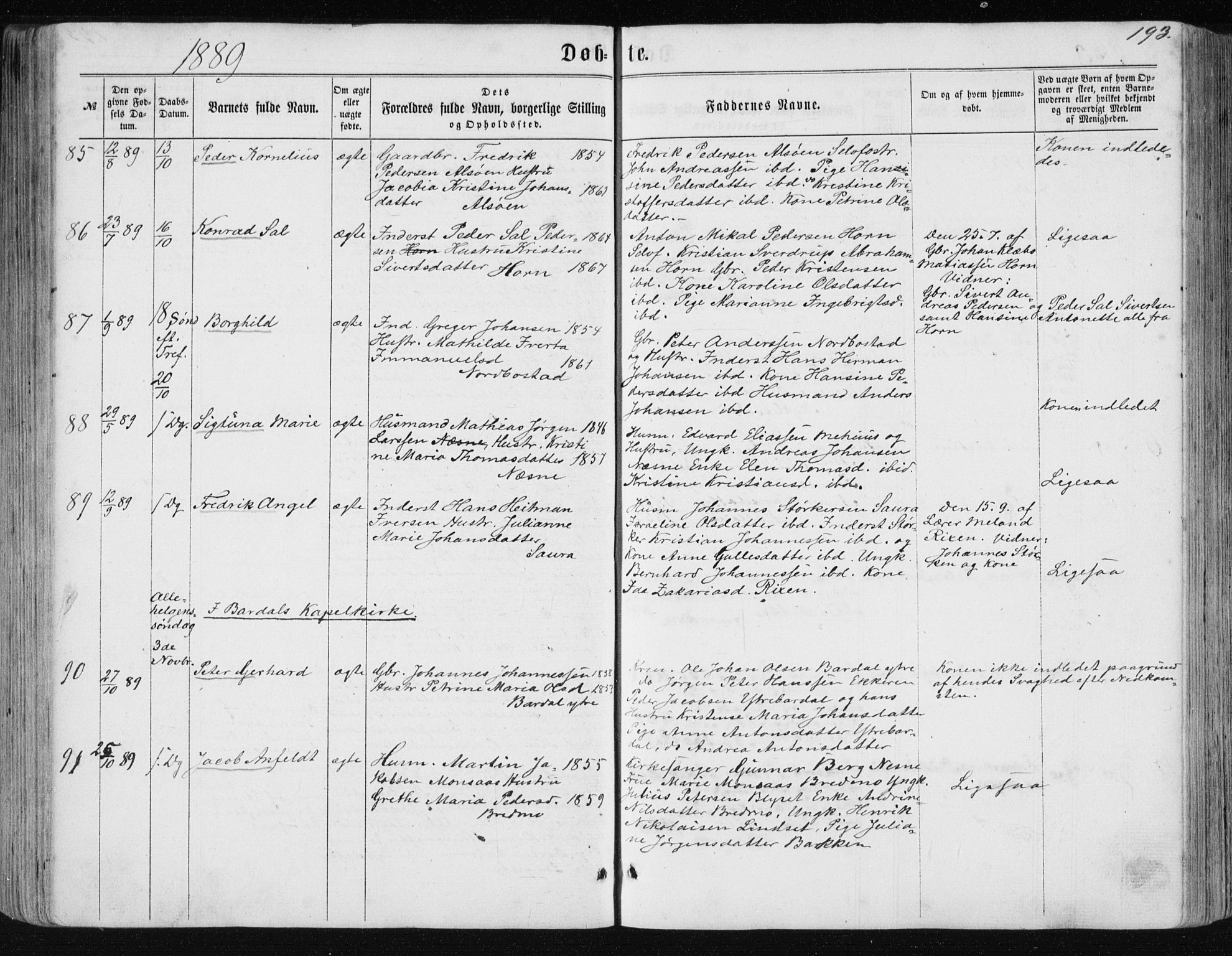 Ministerialprotokoller, klokkerbøker og fødselsregistre - Nordland, AV/SAT-A-1459/838/L0556: Parish register (copy) no. 838C03, 1861-1893, p. 193