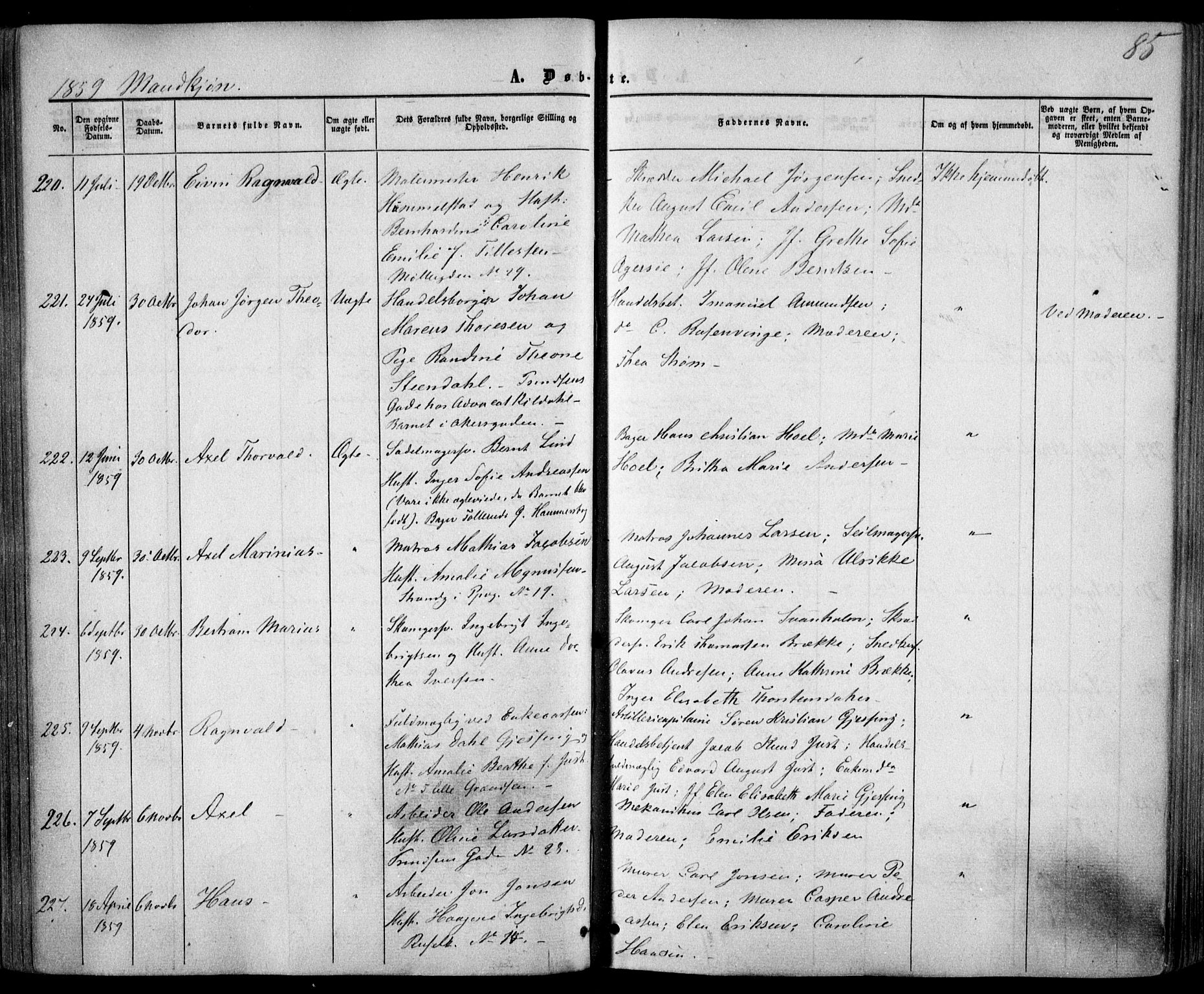 Trefoldighet prestekontor Kirkebøker, AV/SAO-A-10882/F/Fa/L0001: Parish register (official) no. I 1, 1858-1863, p. 85
