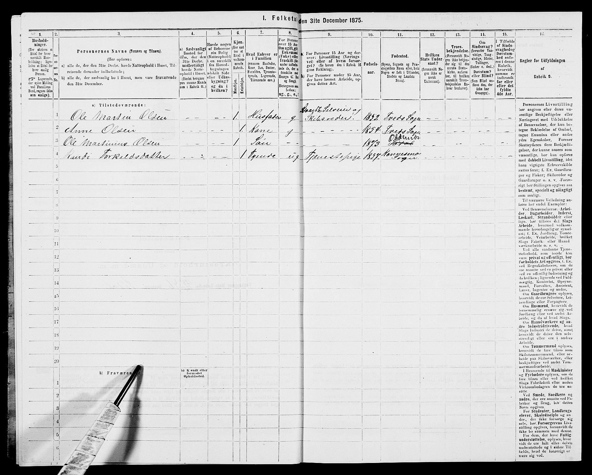 SAK, 1875 census for 1012P Oddernes, 1875, p. 728