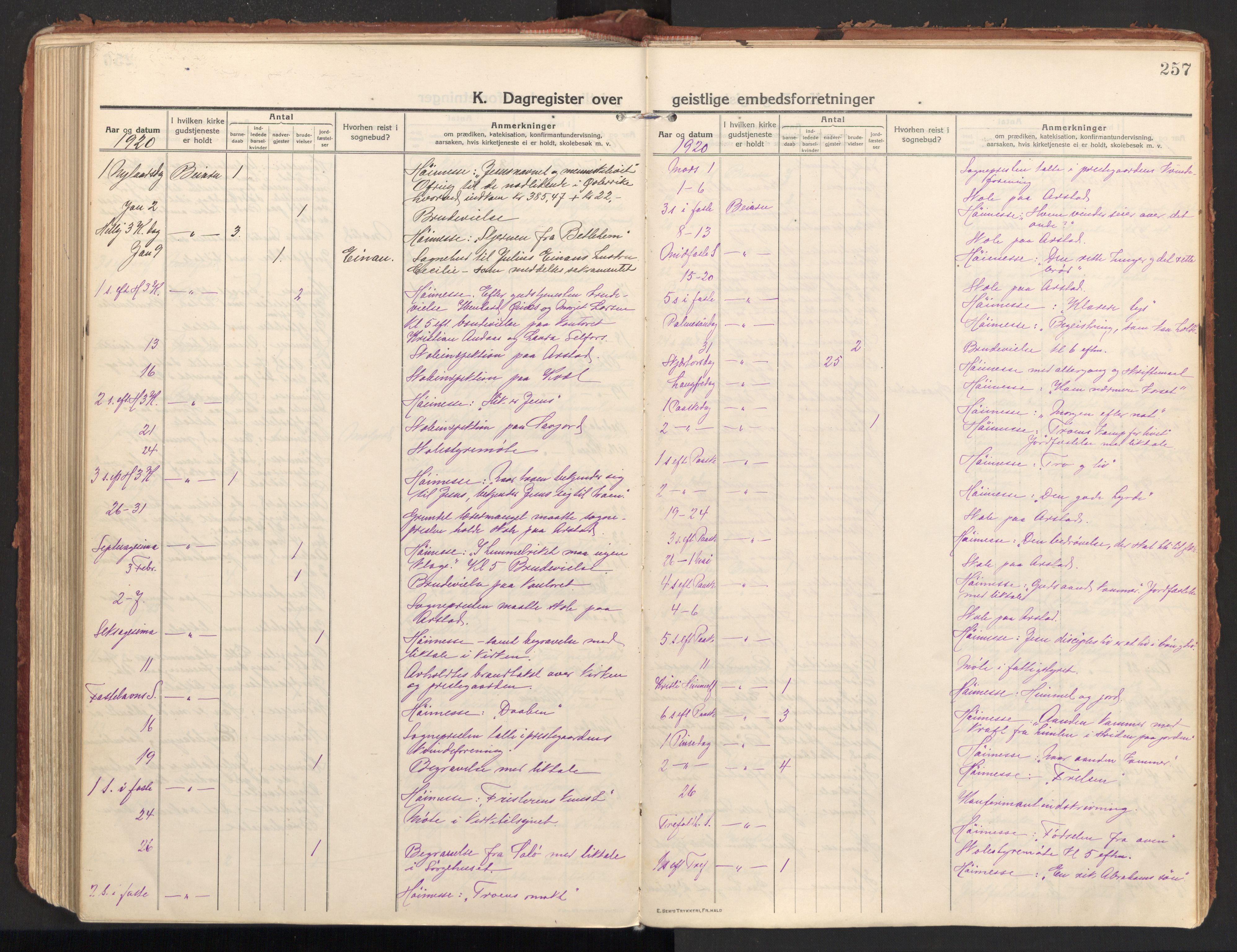 Ministerialprotokoller, klokkerbøker og fødselsregistre - Nordland, SAT/A-1459/846/L0650: Parish register (official) no. 846A08, 1916-1935, p. 257