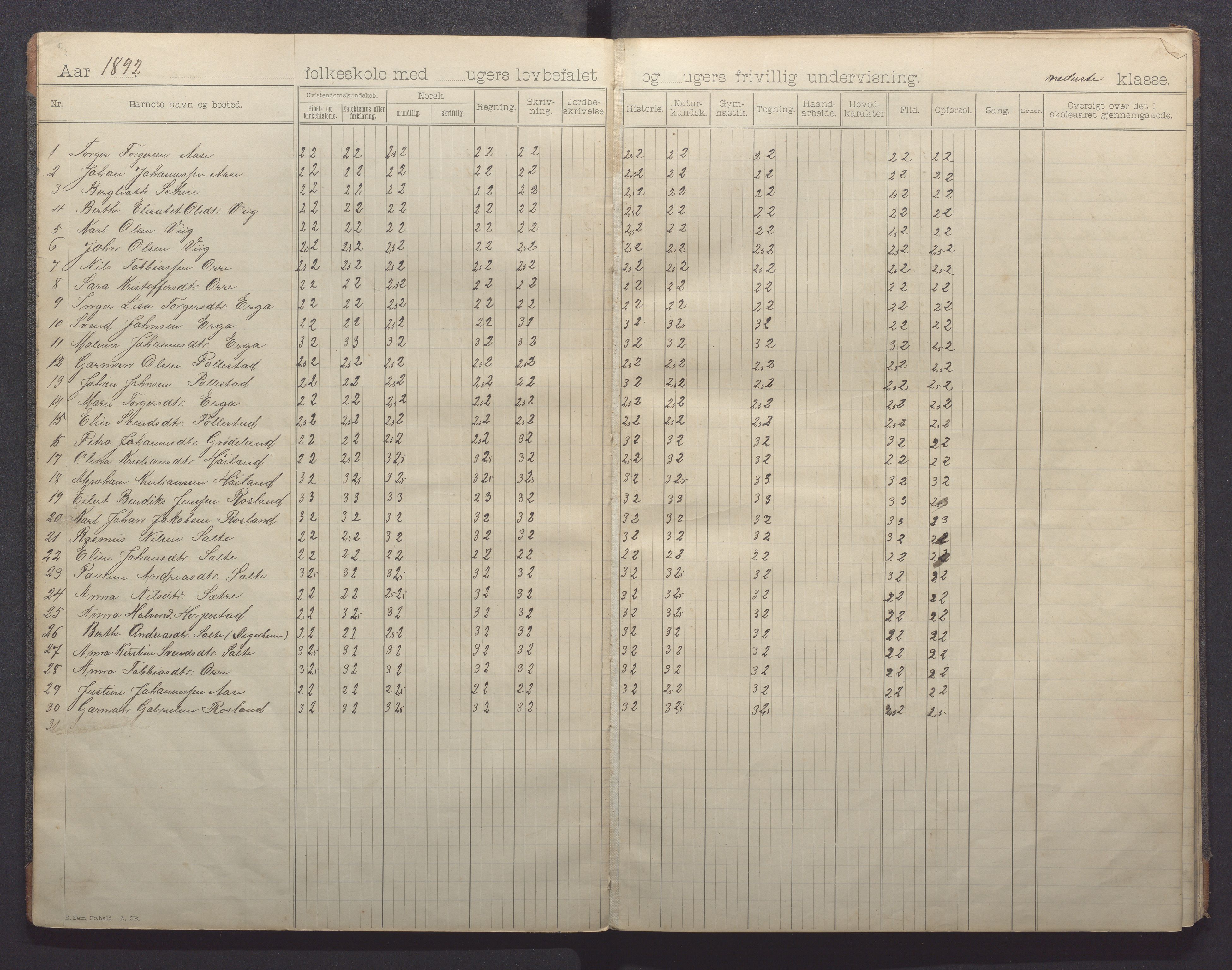 Klepp kommune - Pollestad skule, IKAR/K-100295/H/L0001: Skoleprotokoll, 1892-1898, p. 8