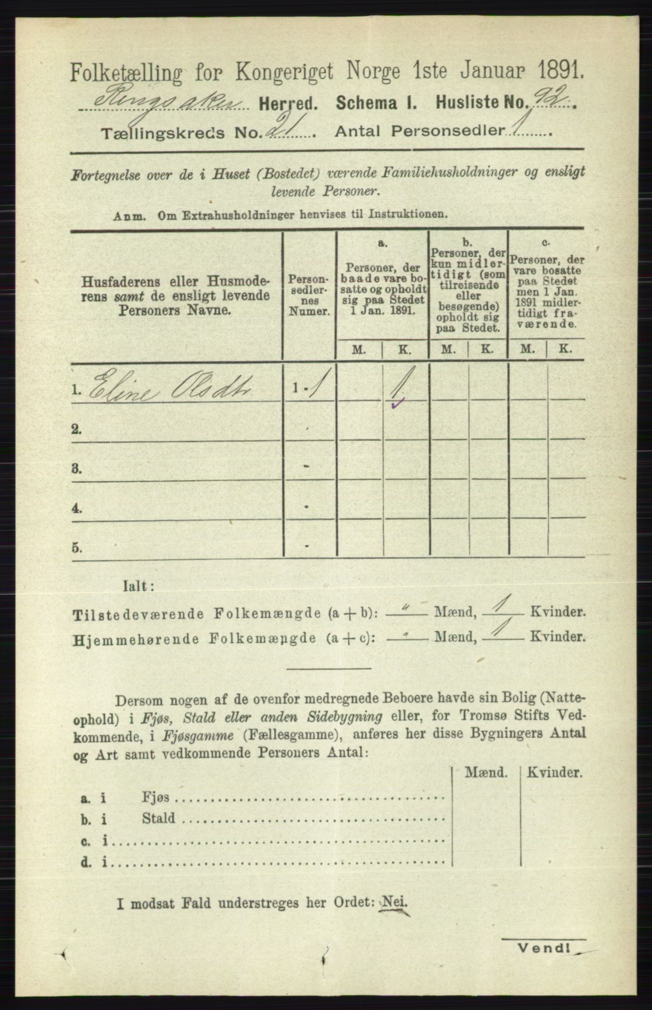 RA, 1891 census for 0412 Ringsaker, 1891, p. 11778