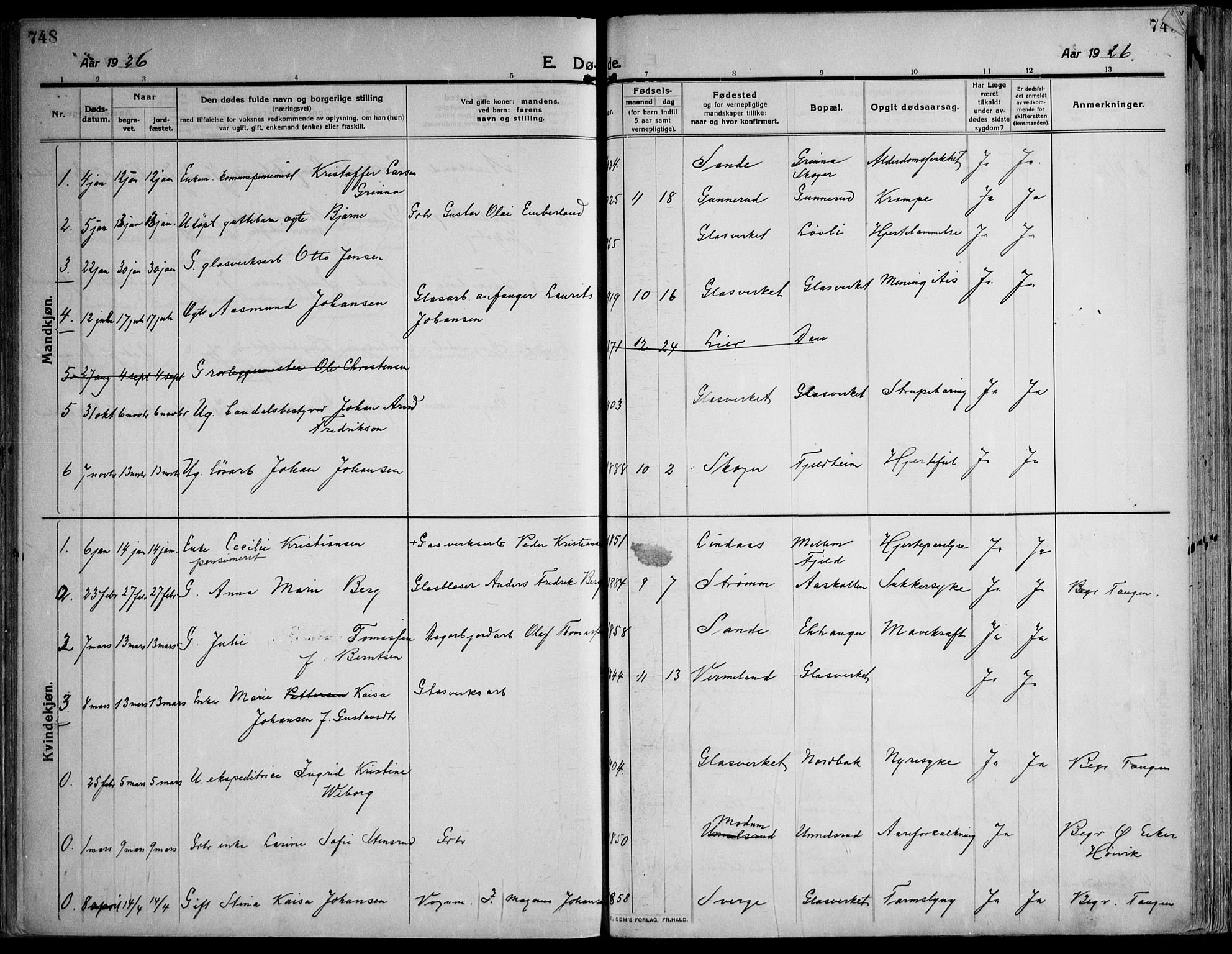 Skoger kirkebøker, AV/SAKO-A-59/F/Fa/L0007: Parish register (official) no. I 7, 1911-1936, p. 748-749