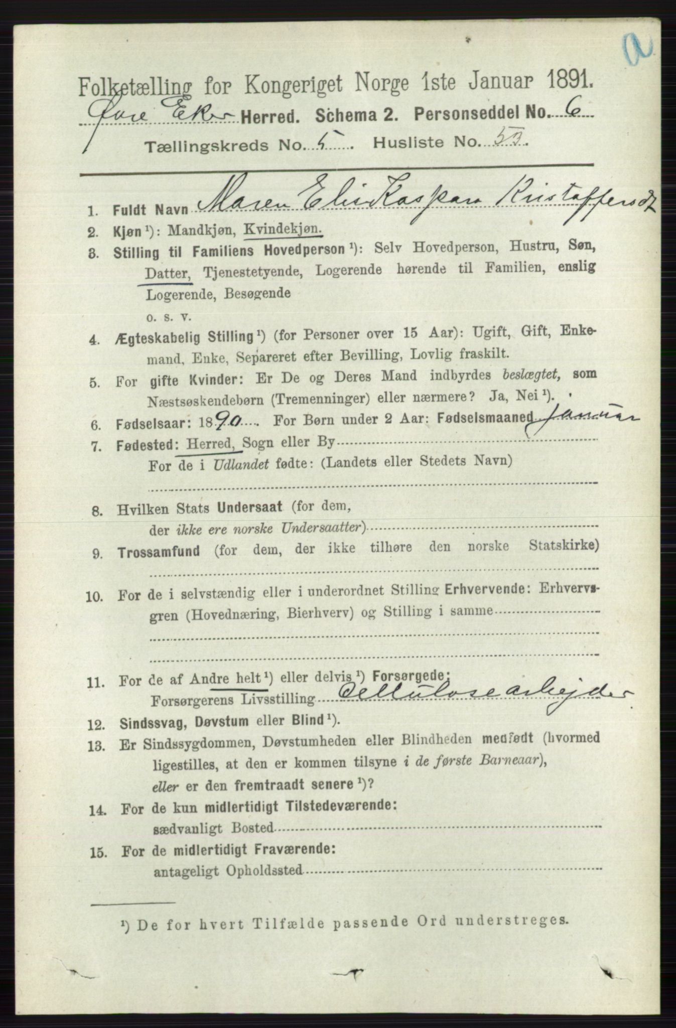 RA, 1891 census for 0624 Øvre Eiker, 1891, p. 2170