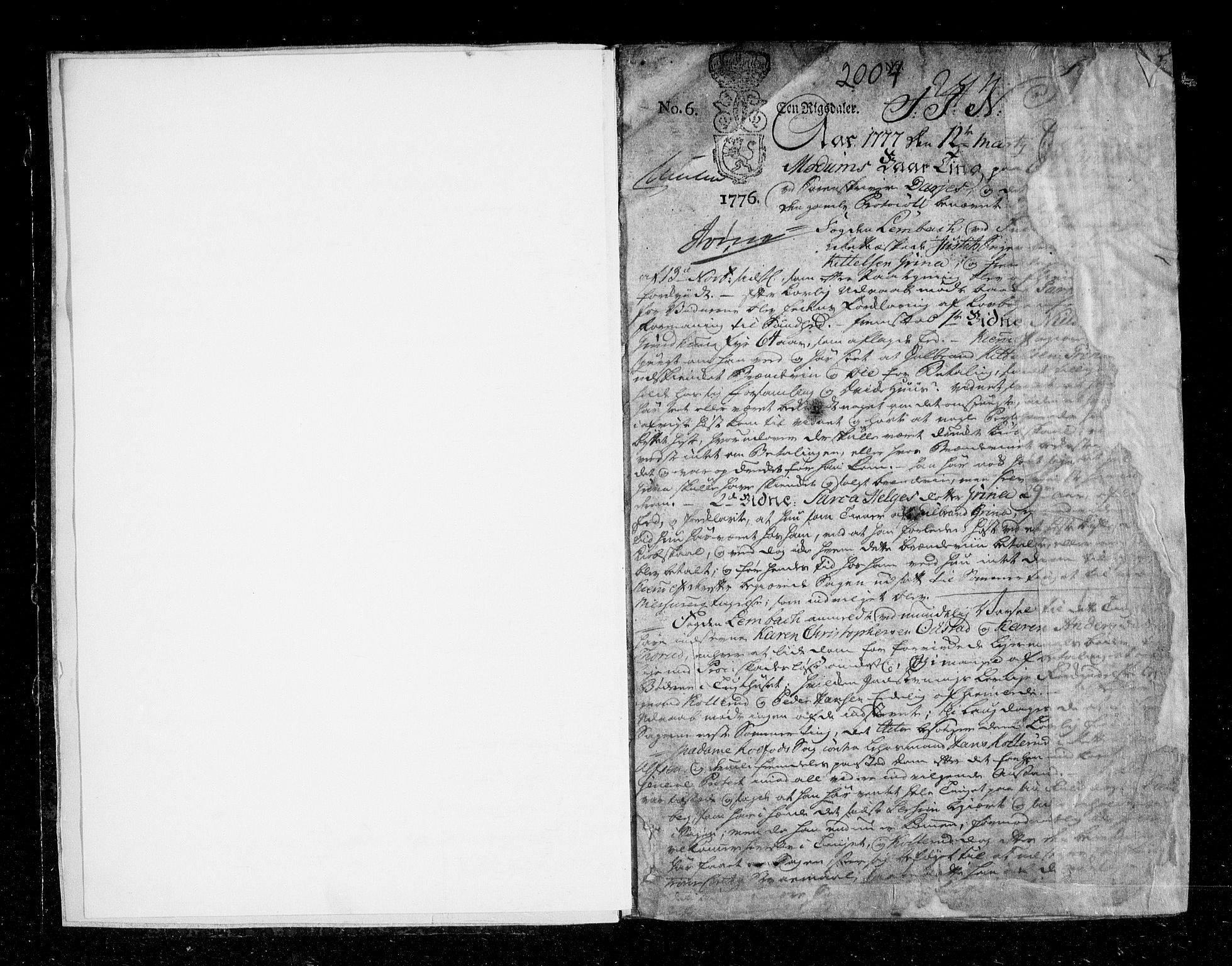 Eiker, Modum og Sigdal sorenskriveri, SAKO/A-123/F/Fa/Fac/L0009: Tingbok, 1777-1787, p. 1