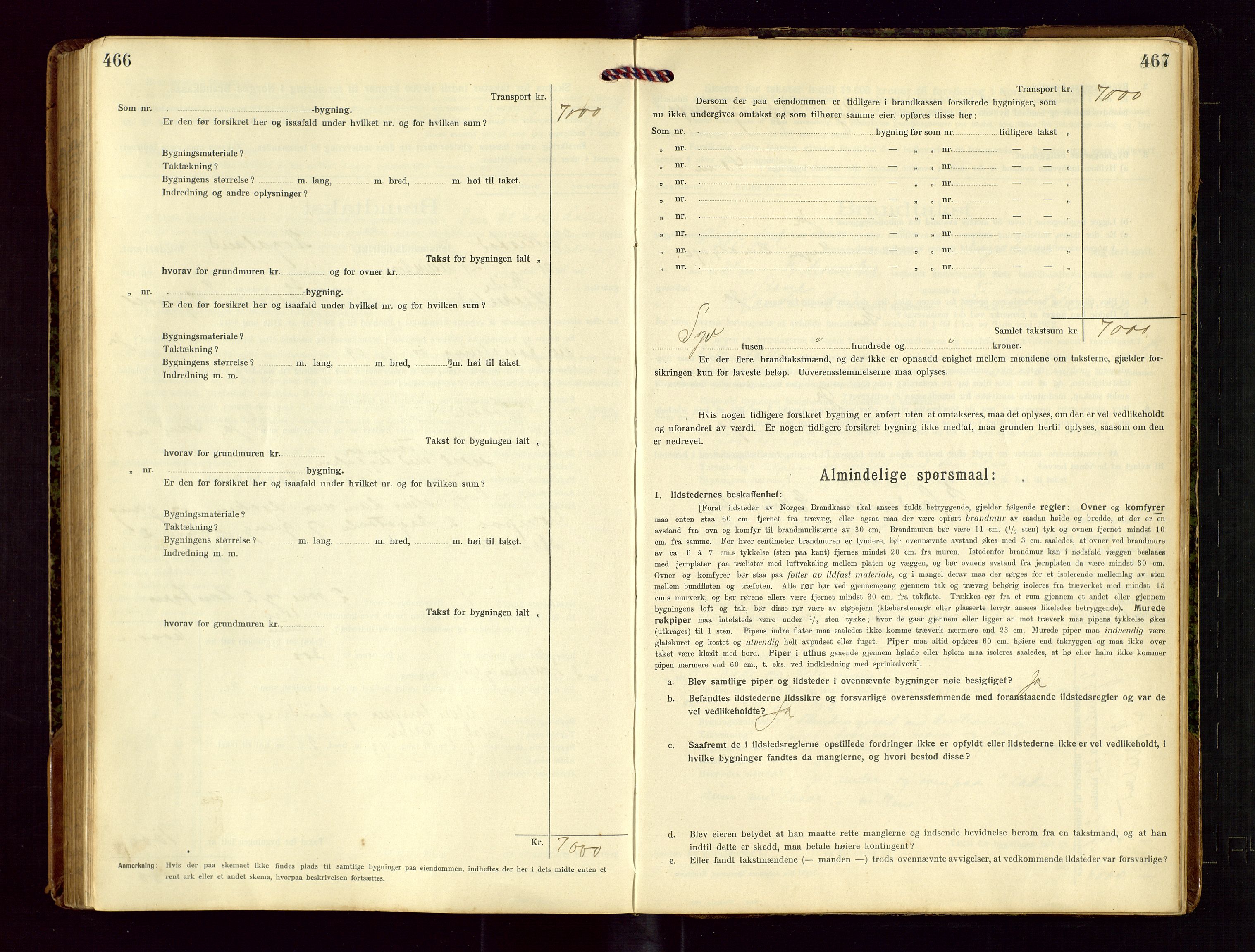 Heskestad lensmannskontor, AV/SAST-A-100304/Gob/L0002: "Brandtakstprotokol", 1915-1922, p. 466-467