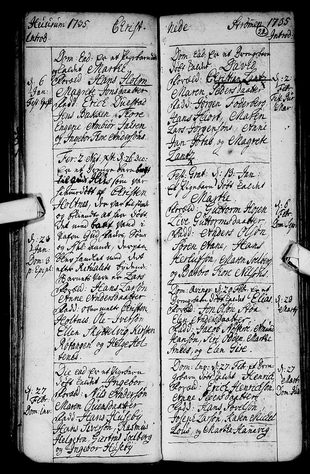 Hurum kirkebøker, AV/SAKO-A-229/F/Fa/L0002: Parish register (official) no. 2, 1733-1757, p. 22