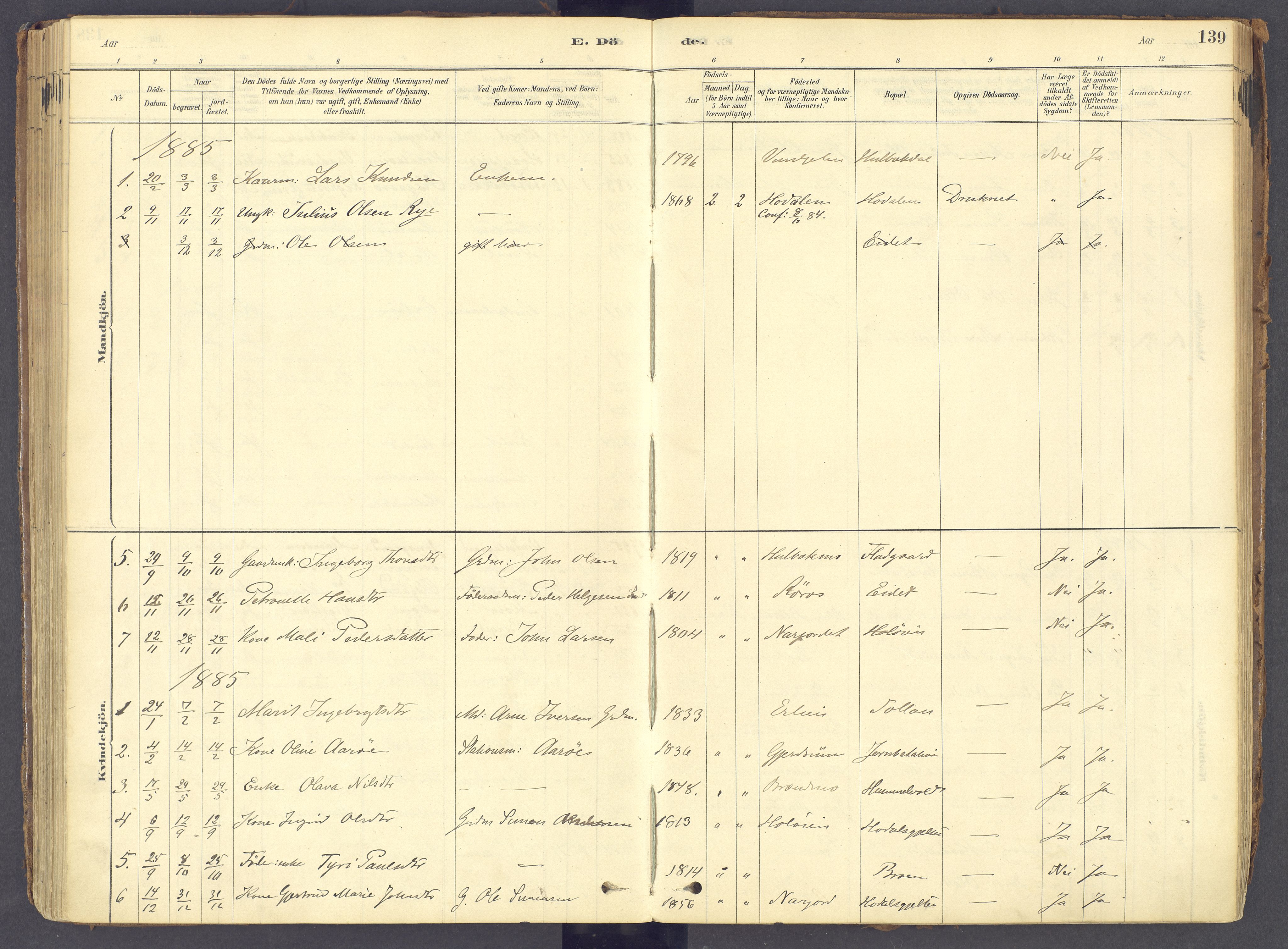 Tolga prestekontor, AV/SAH-PREST-062/K/L0011: Parish register (official) no. 11, 1877-1920, p. 139