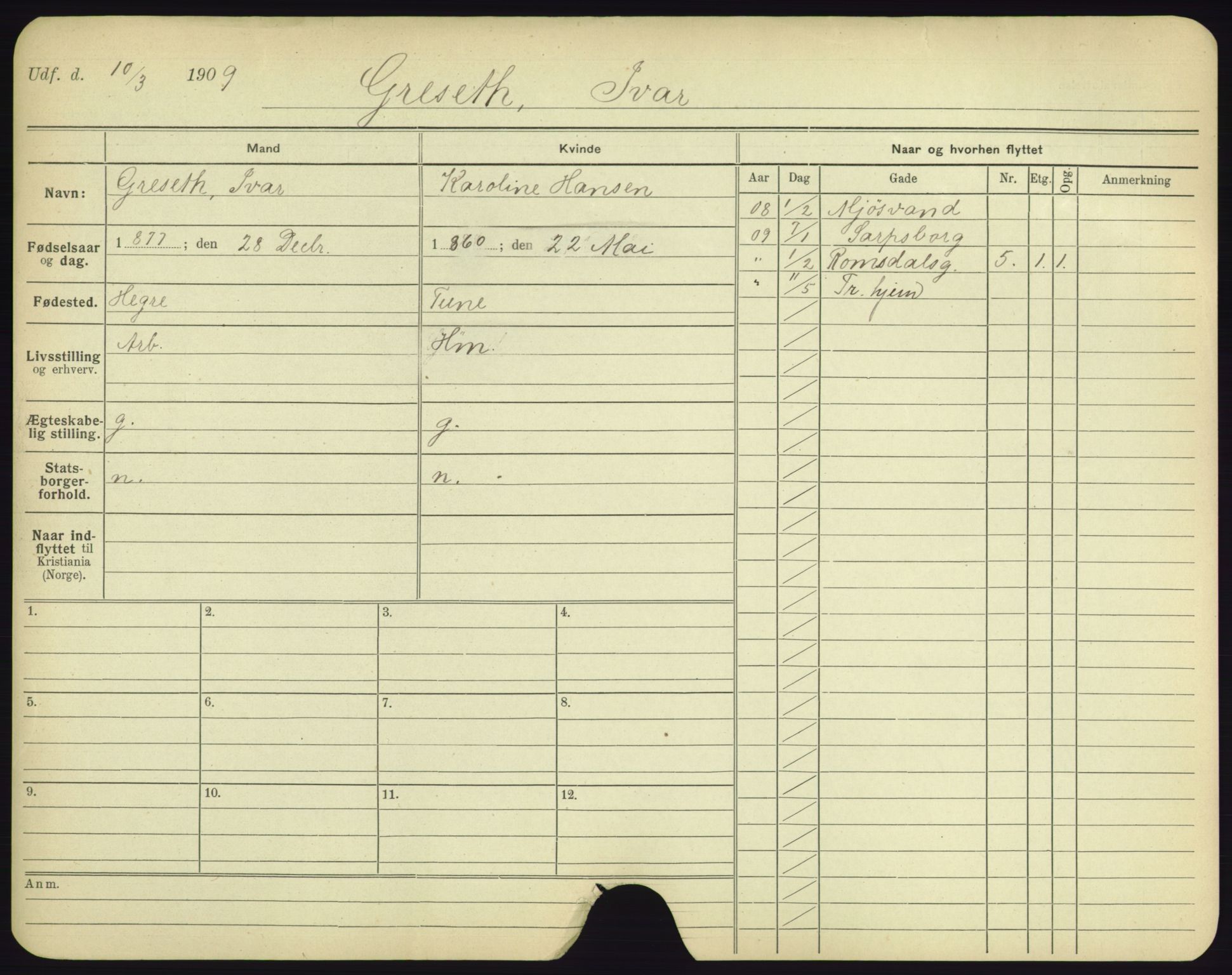 Oslo folkeregister, Registerkort, SAO/A-11715/F/Fa/Fac/L0003: Menn, 1906-1914, p. 601a