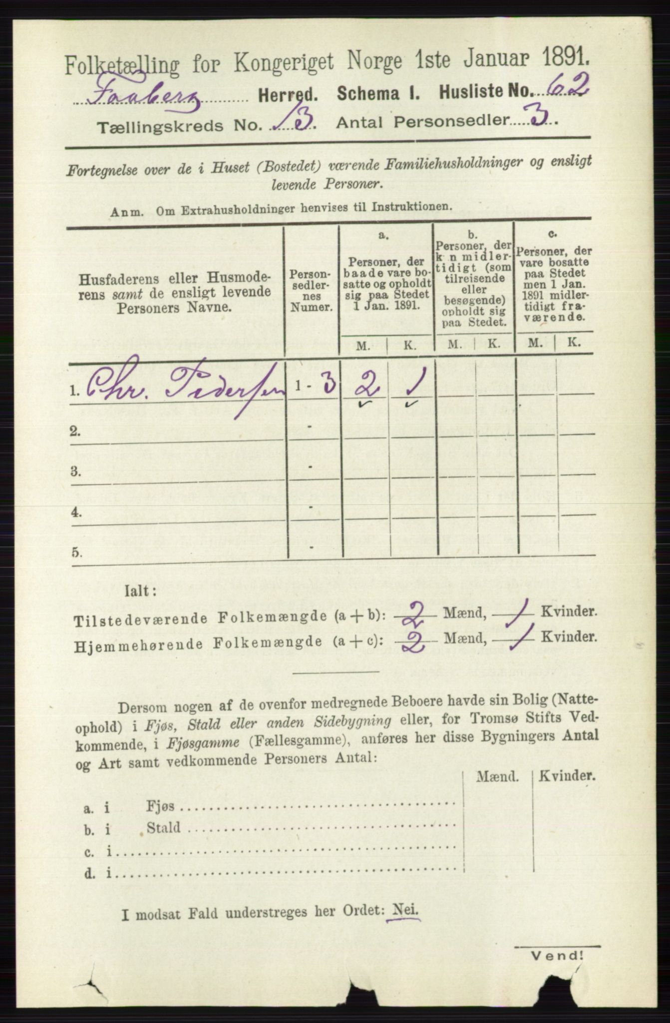 RA, 1891 census for 0524 Fåberg, 1891, p. 5236