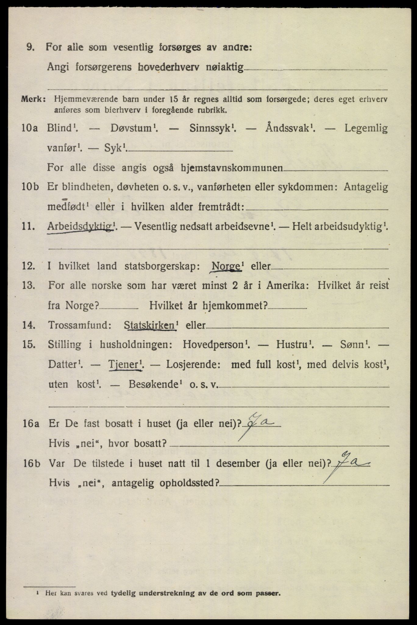 SAK, 1920 census for Tveit, 1920, p. 2009