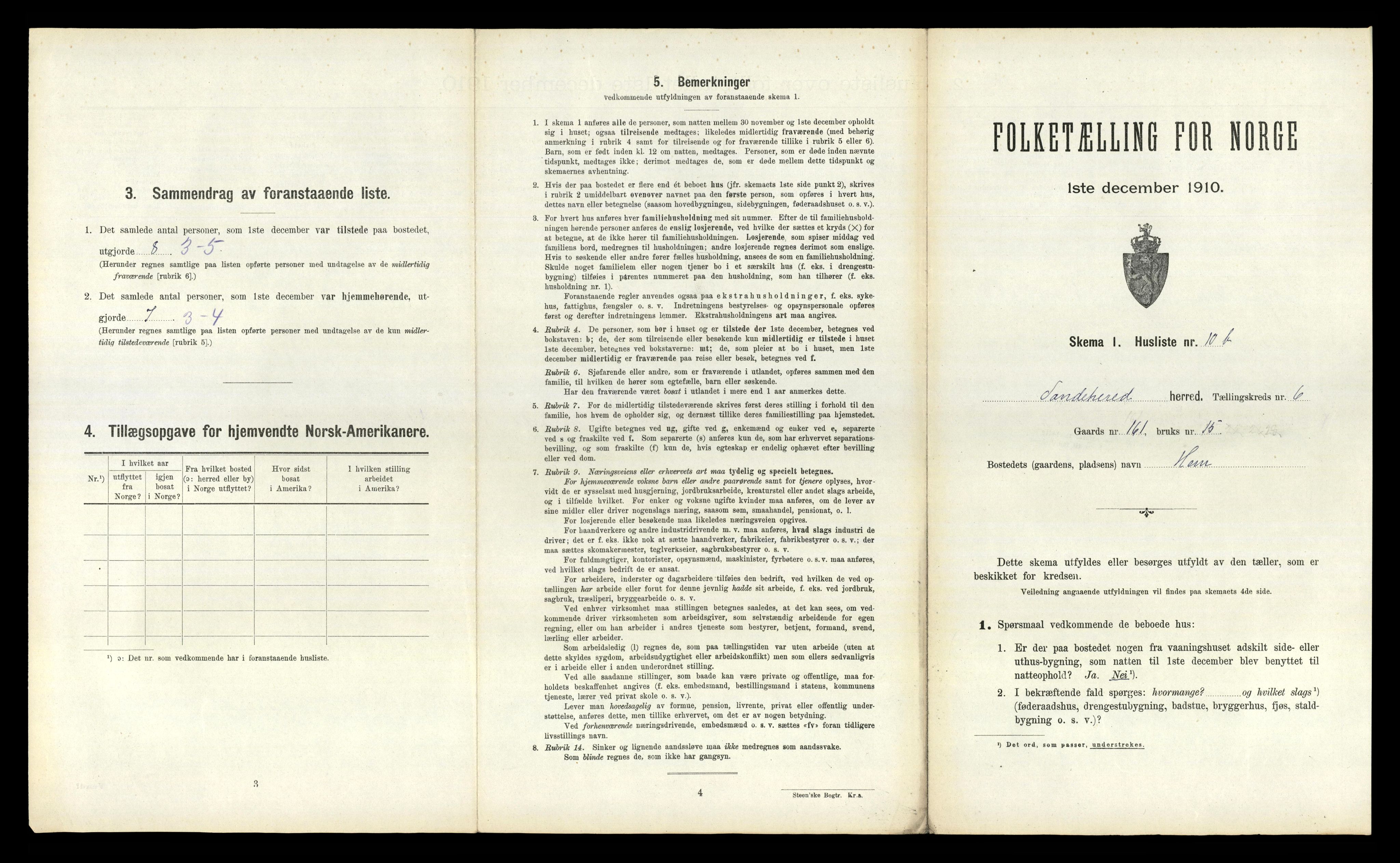 RA, 1910 census for Sandeherred, 1910, p. 1221