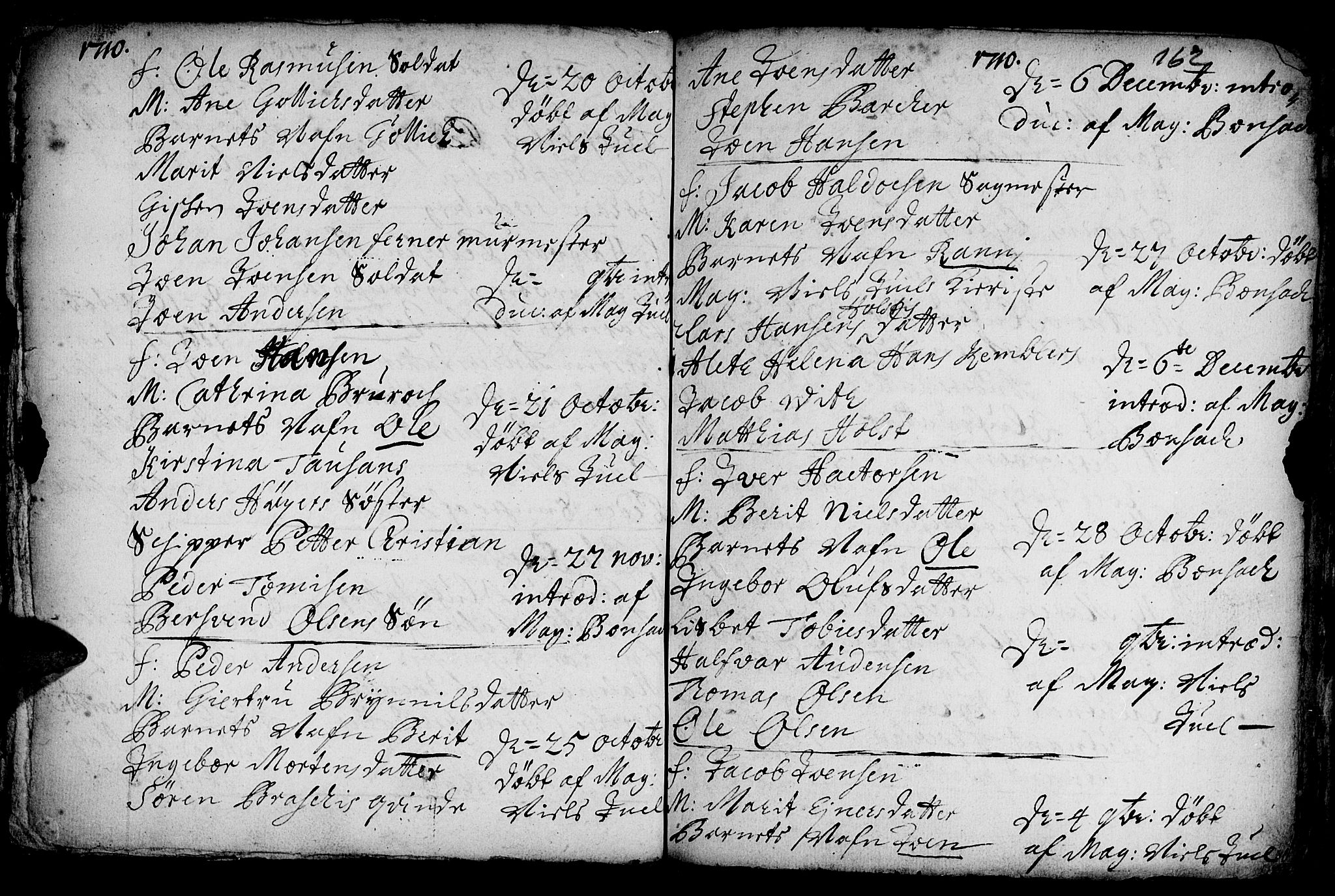 Ministerialprotokoller, klokkerbøker og fødselsregistre - Sør-Trøndelag, AV/SAT-A-1456/601/L0034: Parish register (official) no. 601A02, 1702-1714, p. 162