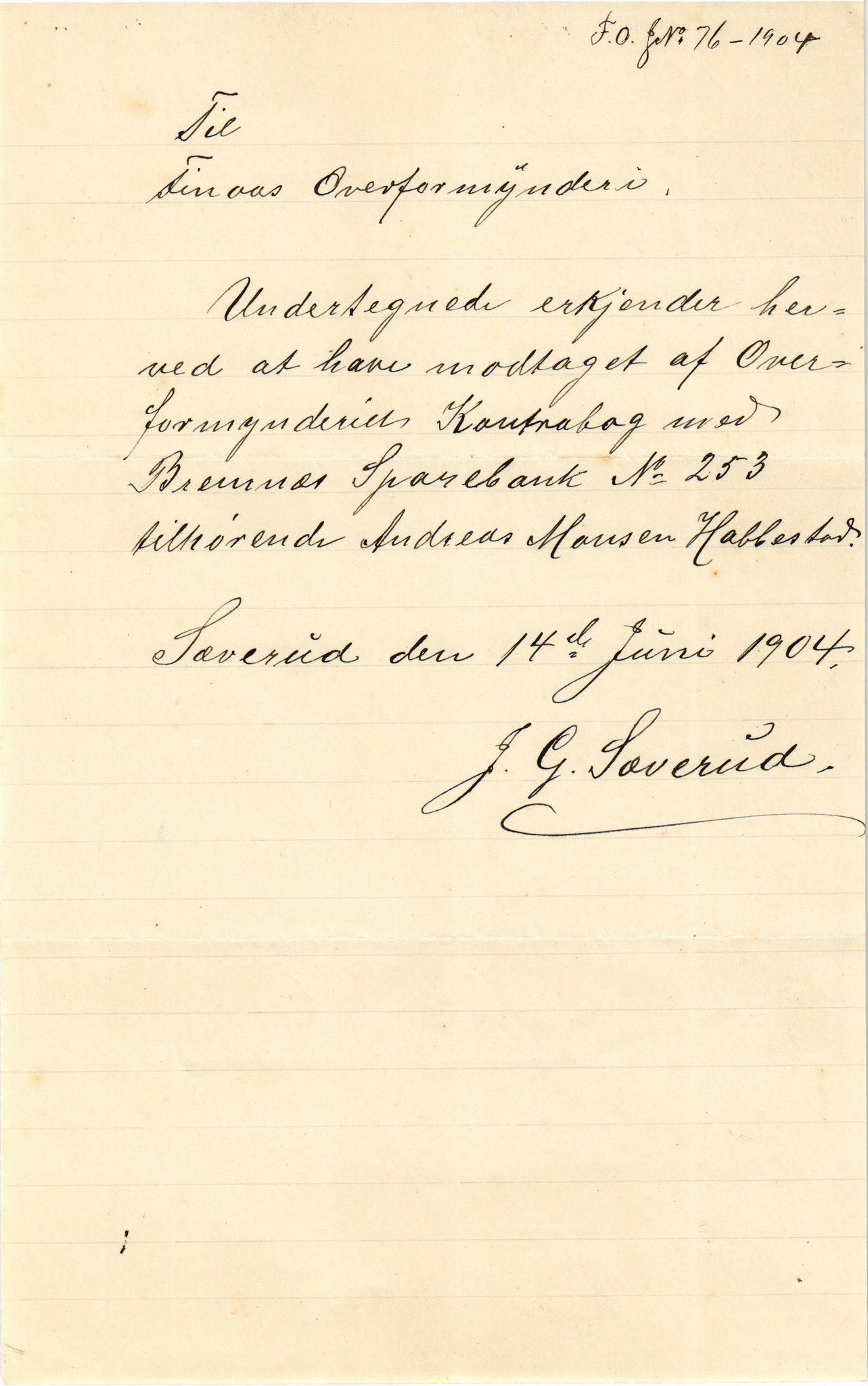 Finnaas kommune. Overformynderiet, IKAH/1218a-812/D/Da/Daa/L0002/0002: Kronologisk ordna korrespondanse / Kronologisk ordna korrespondanse, 1901-1904, p. 193