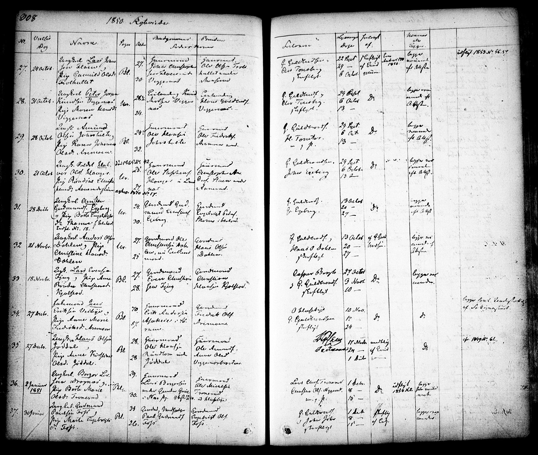 Aurskog prestekontor Kirkebøker, SAO/A-10304a/F/Fa/L0006: Parish register (official) no. I 6, 1829-1853, p. 308