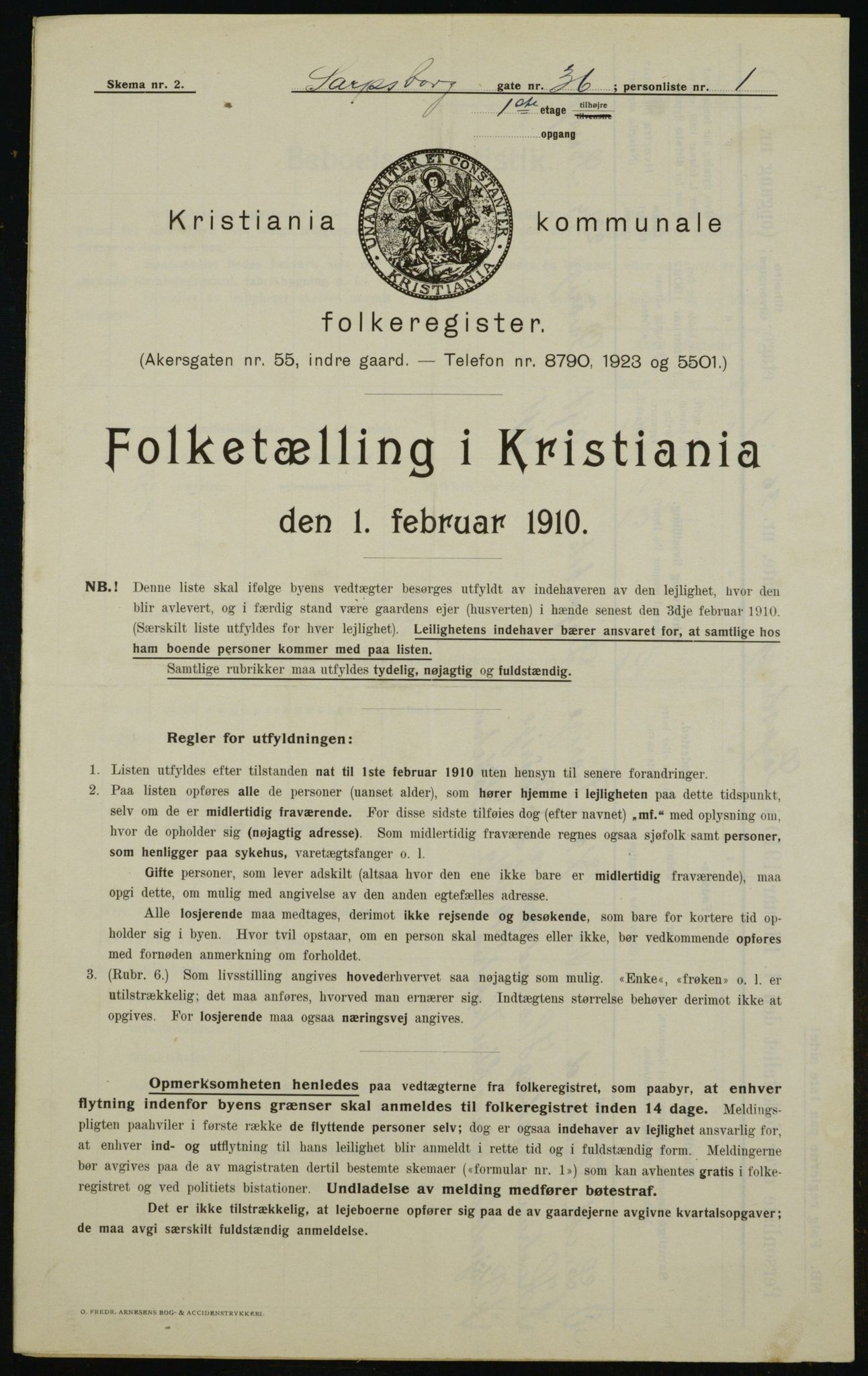 OBA, Municipal Census 1910 for Kristiania, 1910, p. 85251