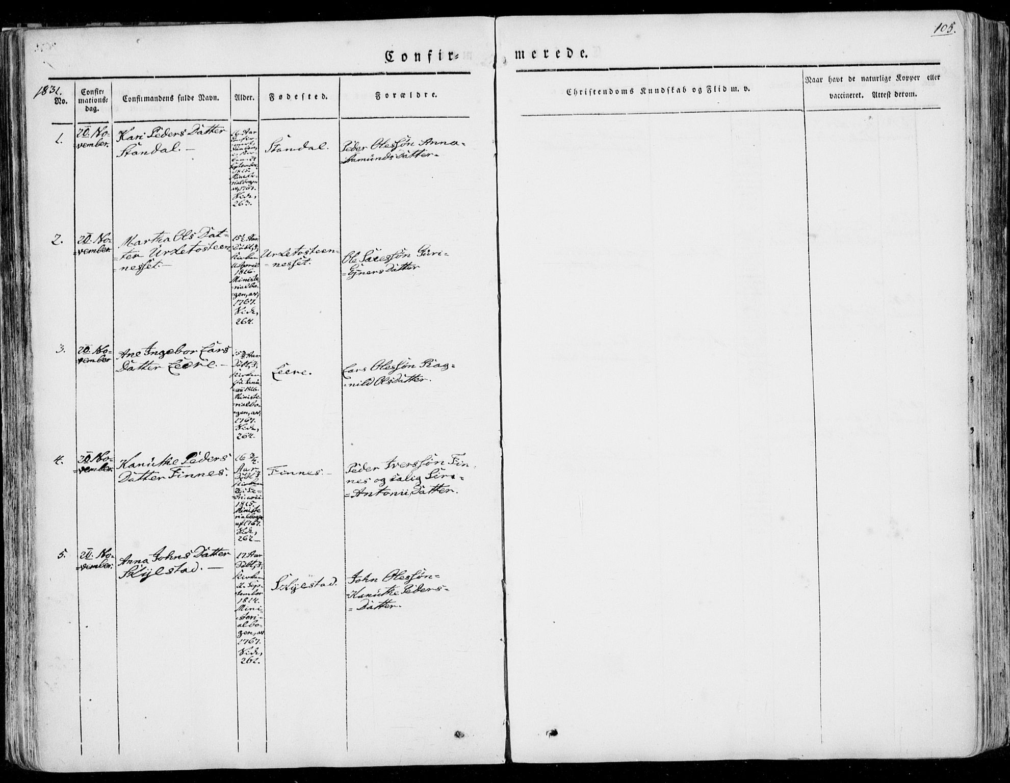 Ministerialprotokoller, klokkerbøker og fødselsregistre - Møre og Romsdal, AV/SAT-A-1454/515/L0208: Parish register (official) no. 515A04, 1830-1846, p. 105