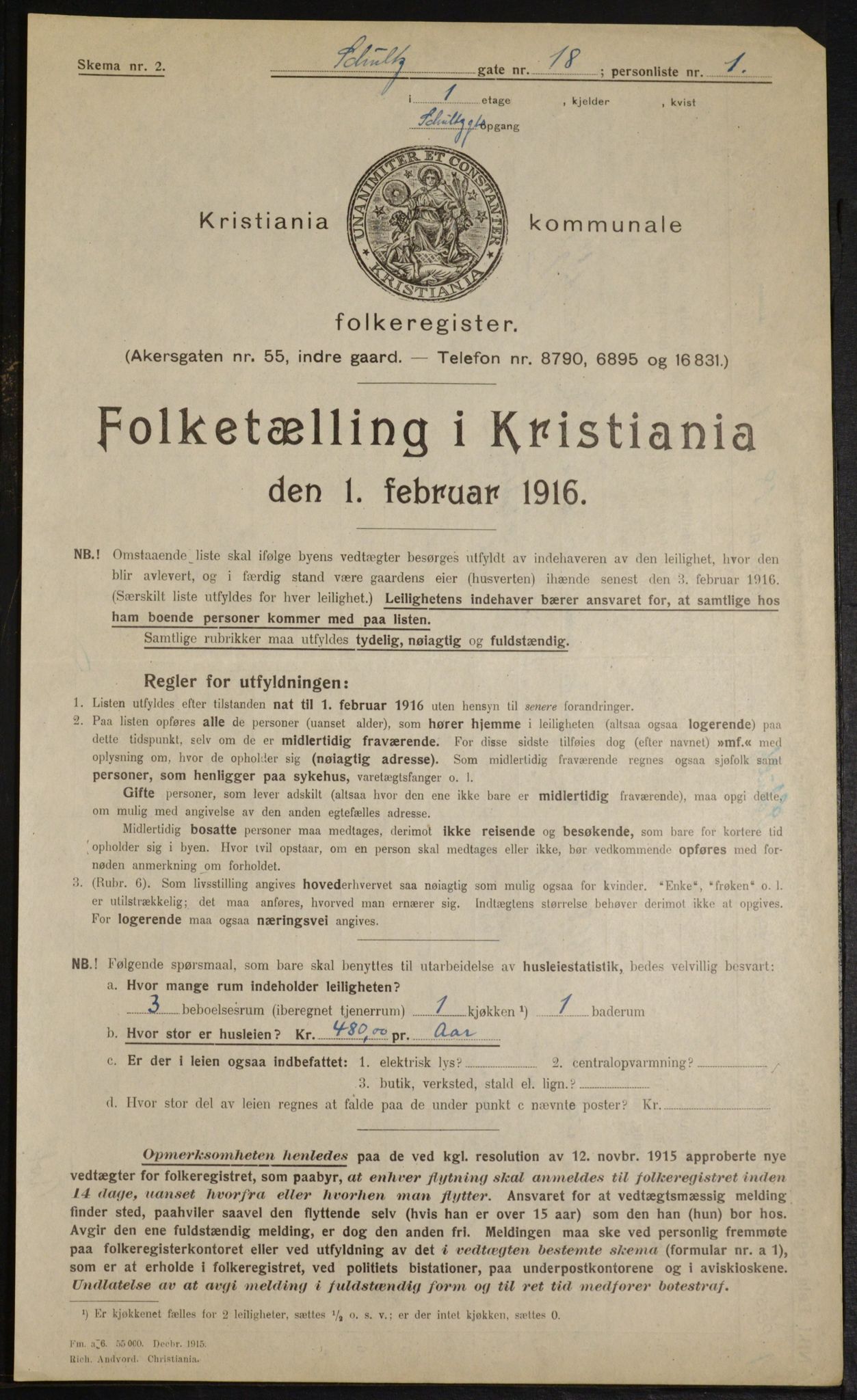 OBA, Municipal Census 1916 for Kristiania, 1916, p. 92959