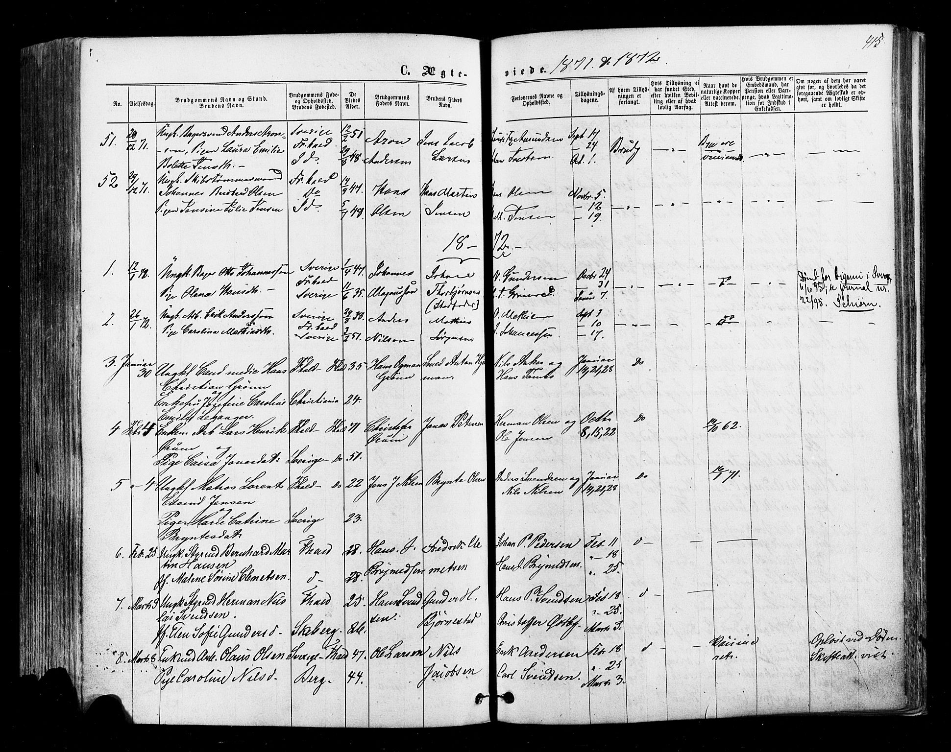 Halden prestekontor Kirkebøker, SAO/A-10909/F/Fa/L0009: Parish register (official) no. I 9, 1866-1877, p. 415