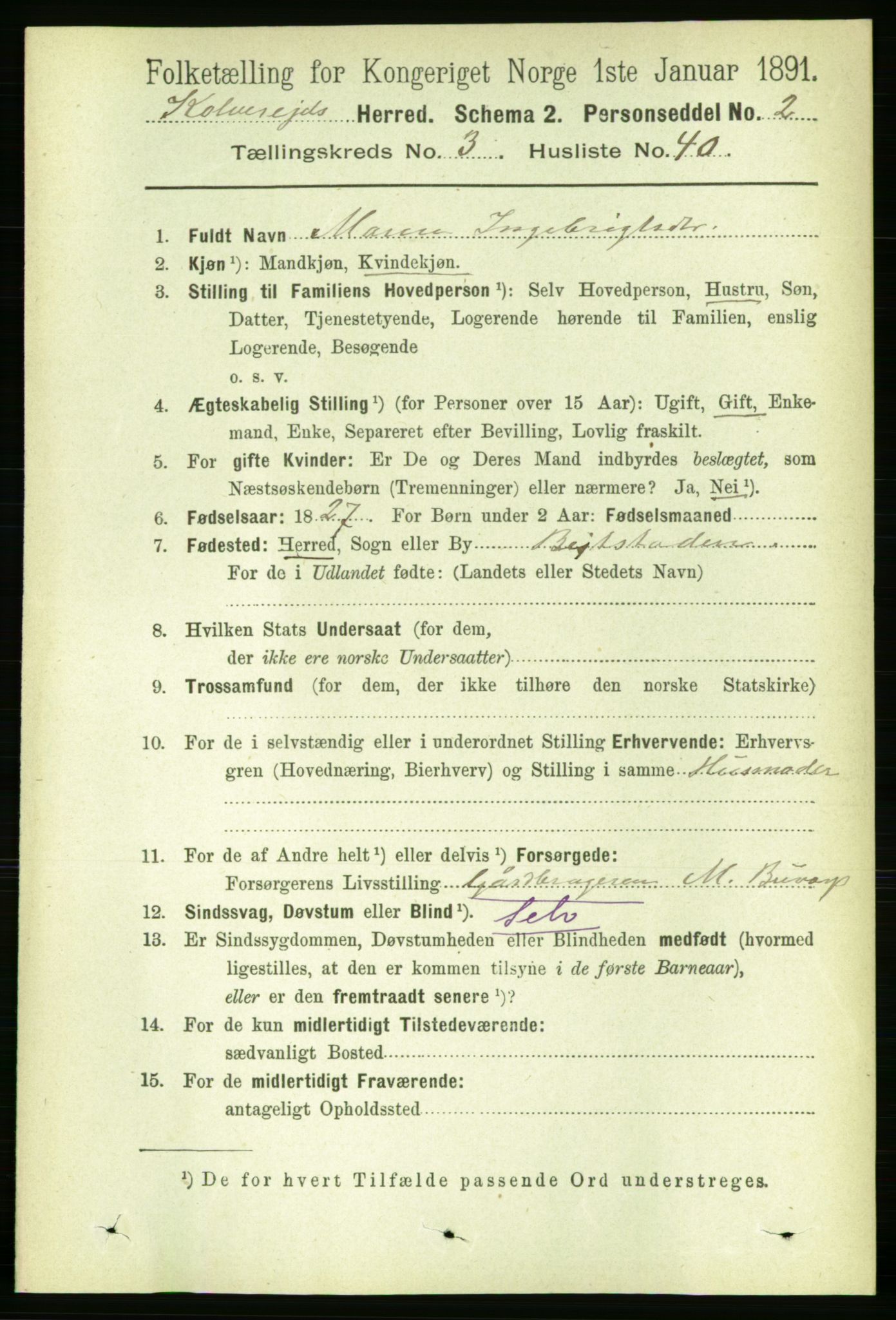 RA, 1891 census for 1752 Kolvereid, 1891, p. 1116