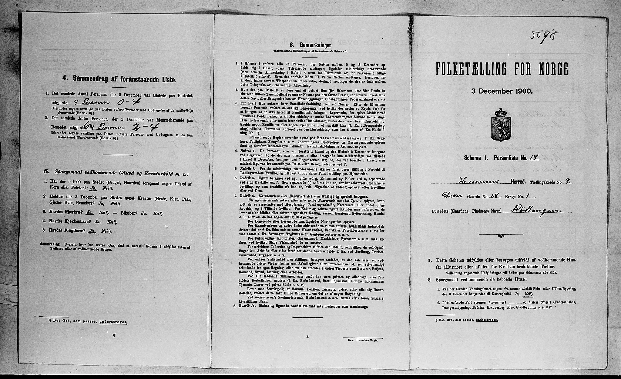 RA, 1900 census for Hurum, 1900, p. 980