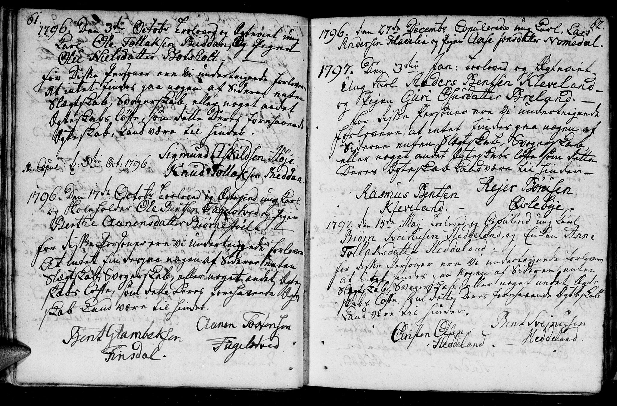 Holum sokneprestkontor, SAK/1111-0022/F/Fa/Fac/L0001: Parish register (official) no. A 1, 1773-1820, p. 61-62