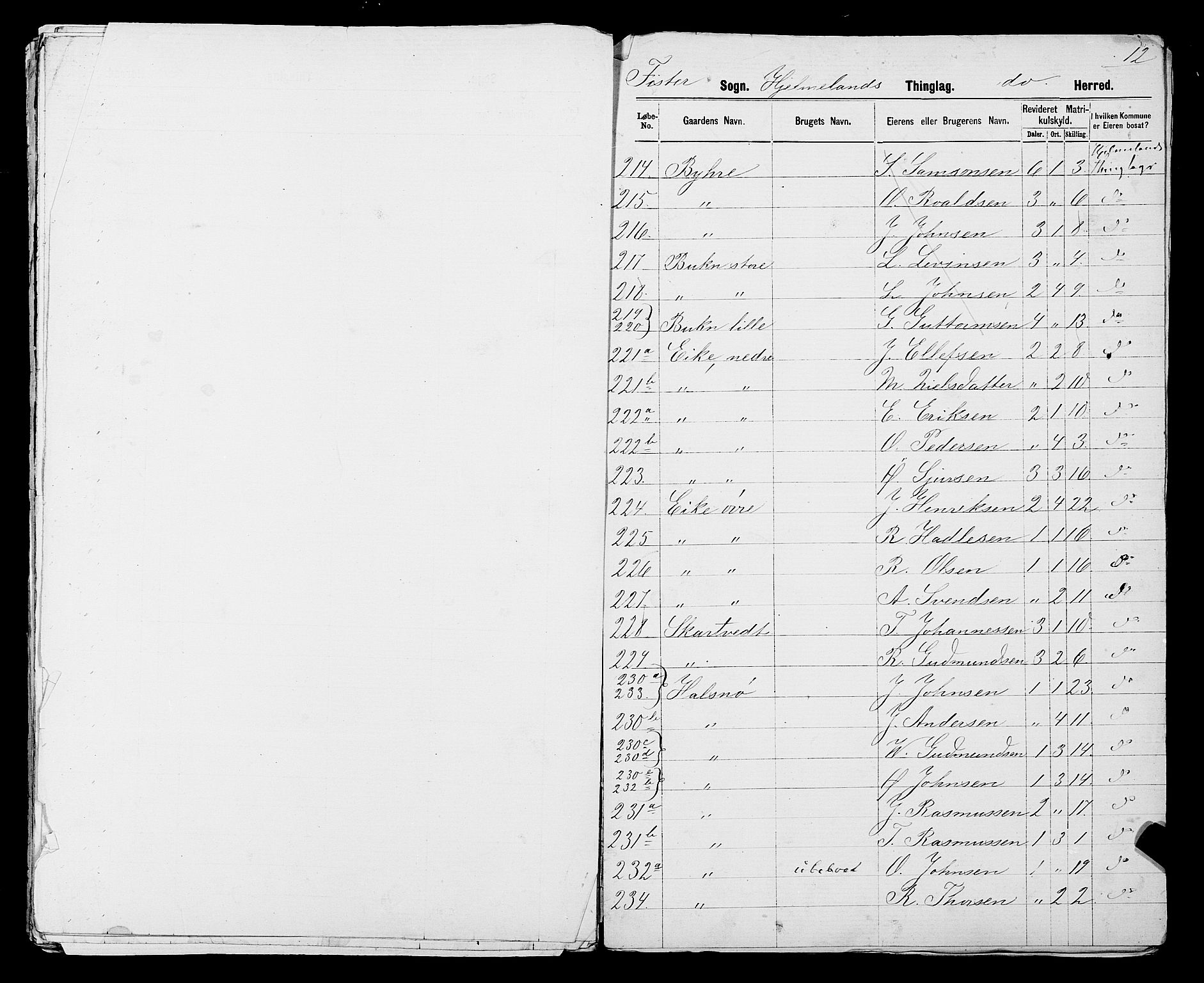 SAST, 1875 census for 1133P Hjelmeland, 1875, p. 43