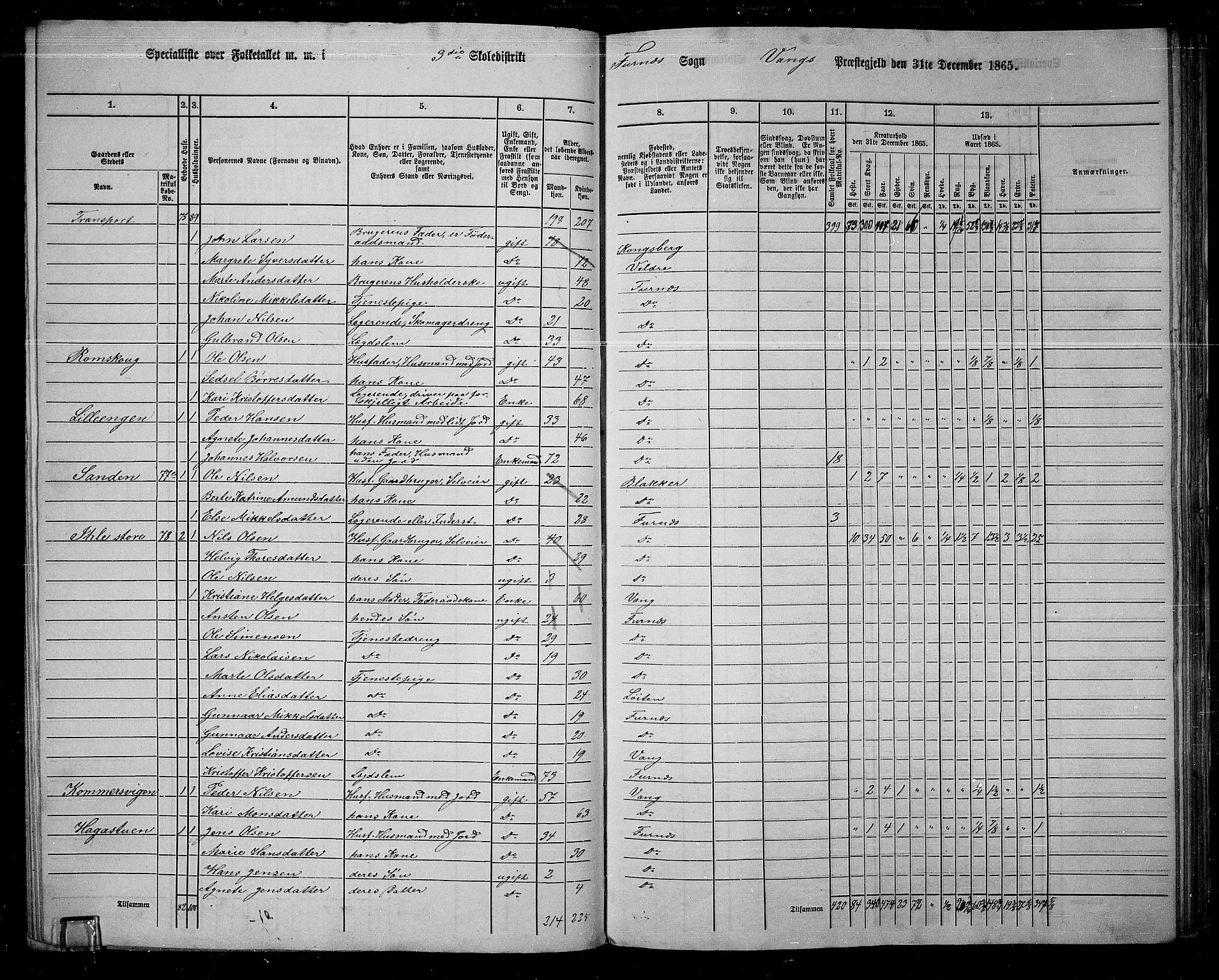 RA, 1865 census for Vang/Vang og Furnes, 1865, p. 83